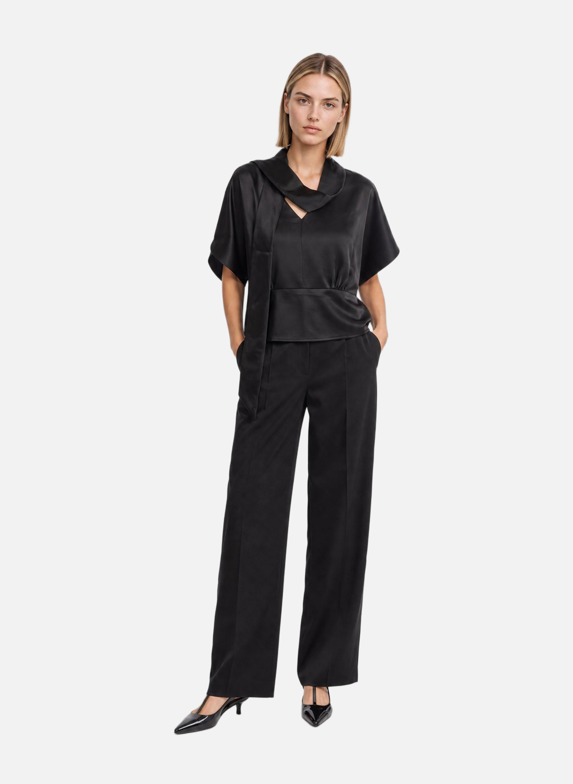Satin top with lavallière tie THE KOOPLES Black