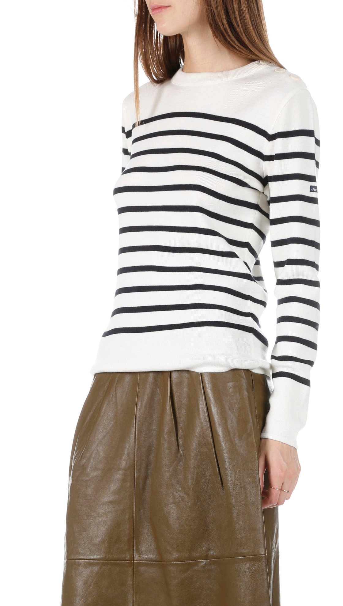 Pull col rond rayé en laine ARMOR LUX