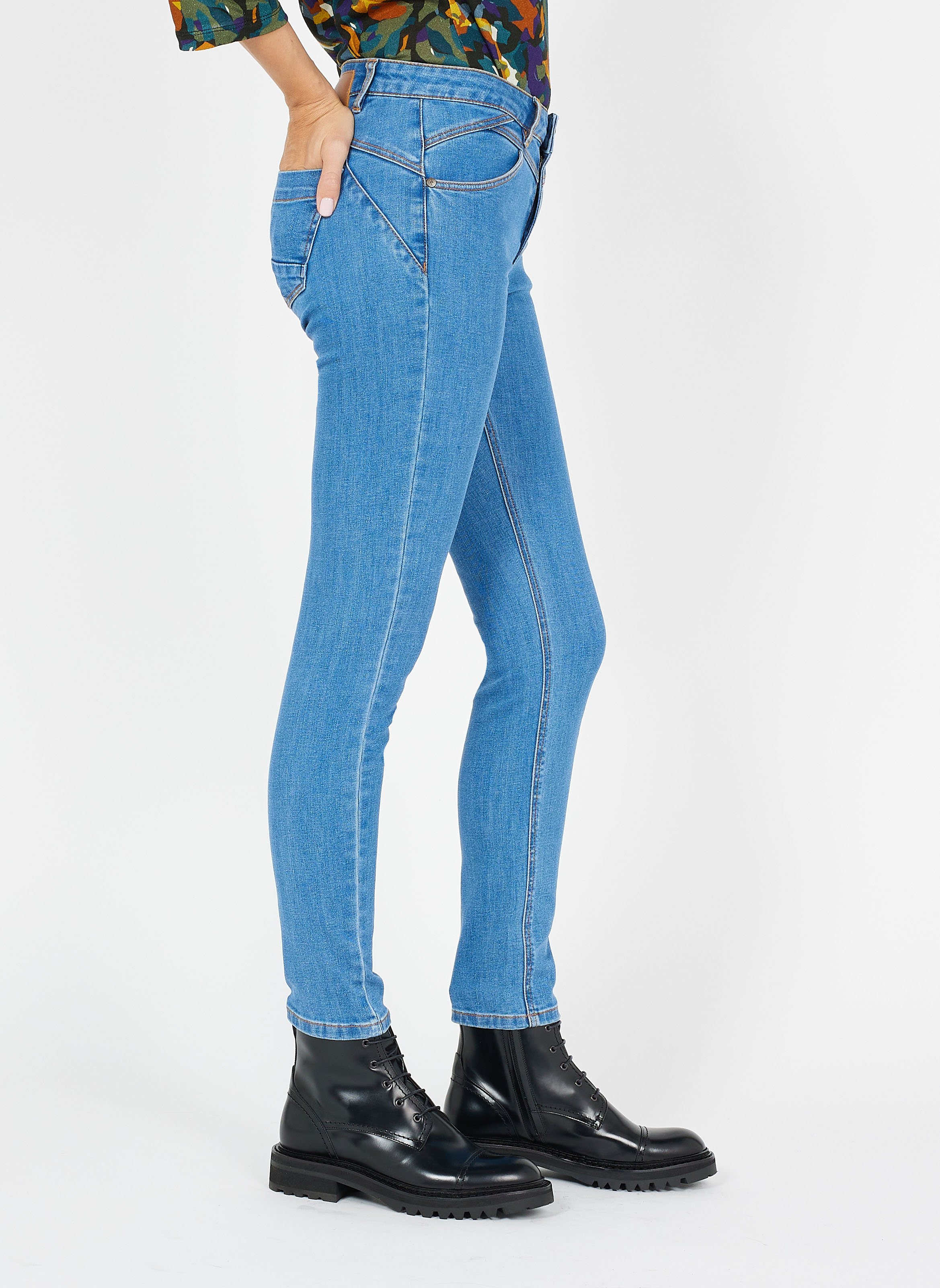 Jean slim en coton mélangé ONE STEP Bleu