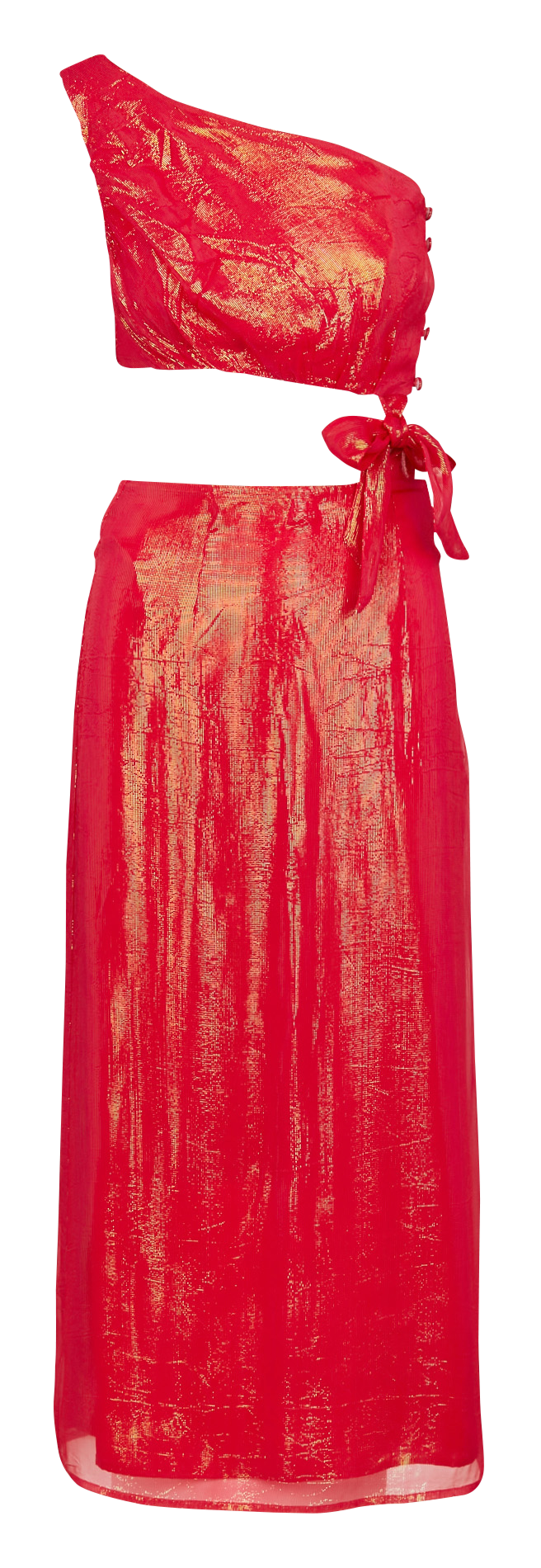 Robe longue asymétrique métallisée SUNDRESS Rouge