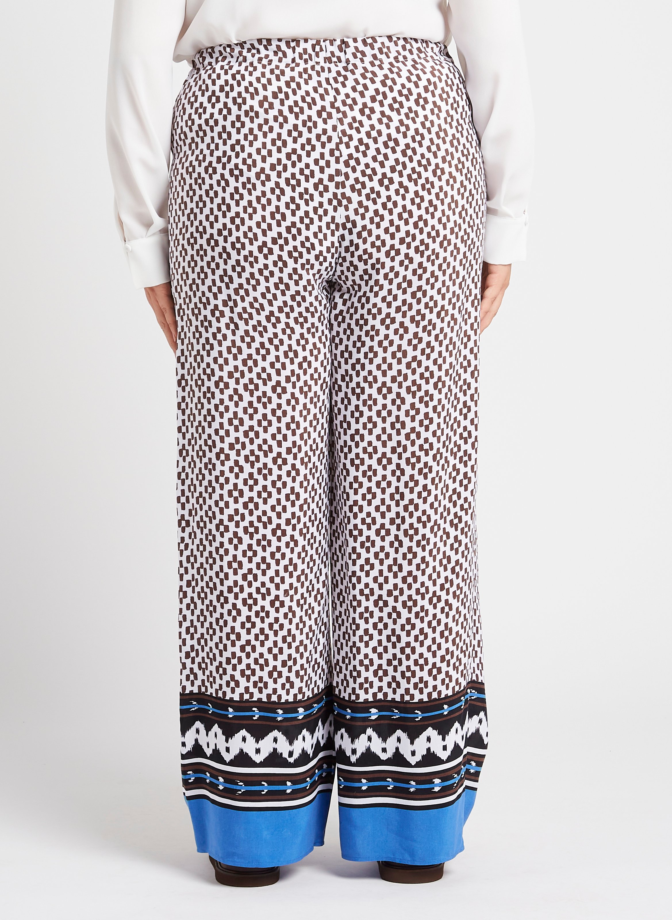 Pantalon large imprimé PERSONA by Marina Rinaldi Blanc