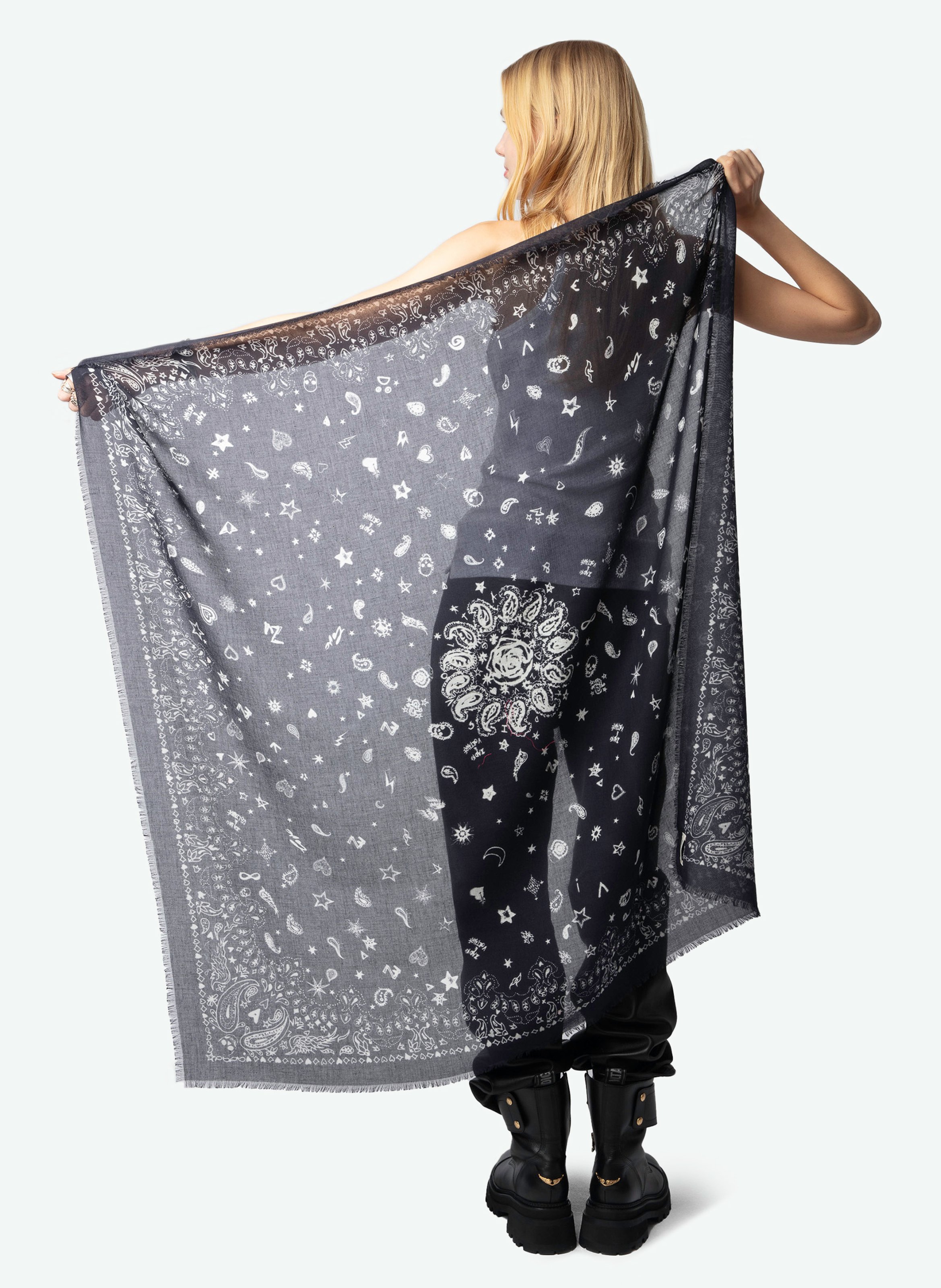Foulard en coton imprimé ZADIG&VOLTAIRE Noir