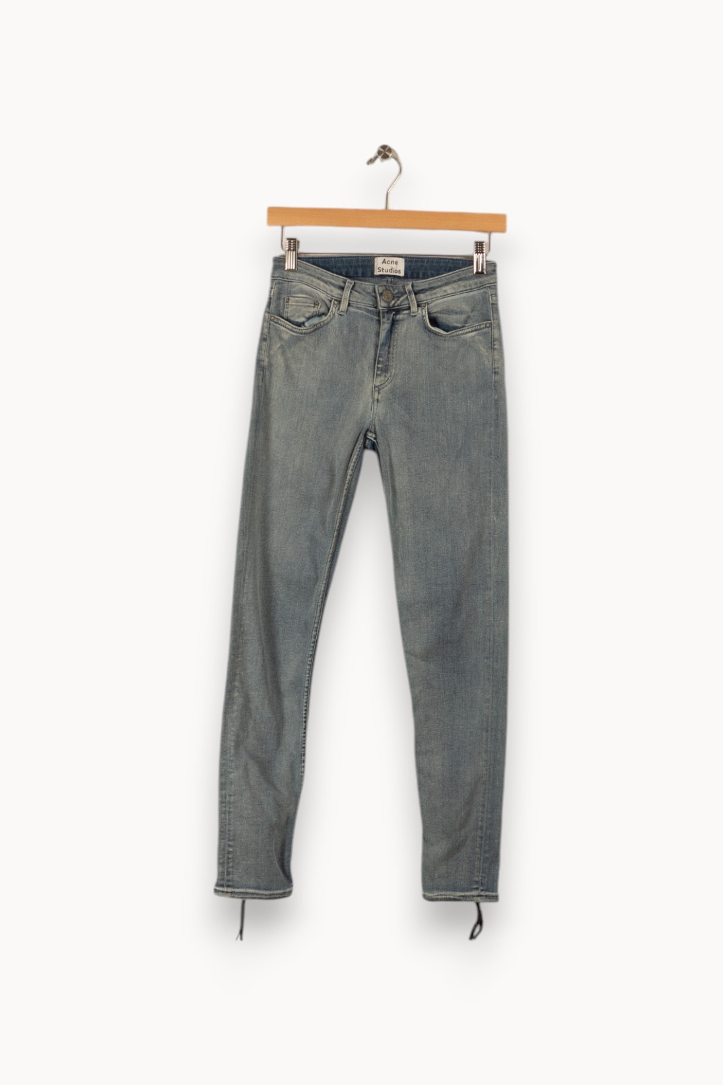 Cropped slim jeans with studs ACNE STUDIOS - Seconde Main Blue