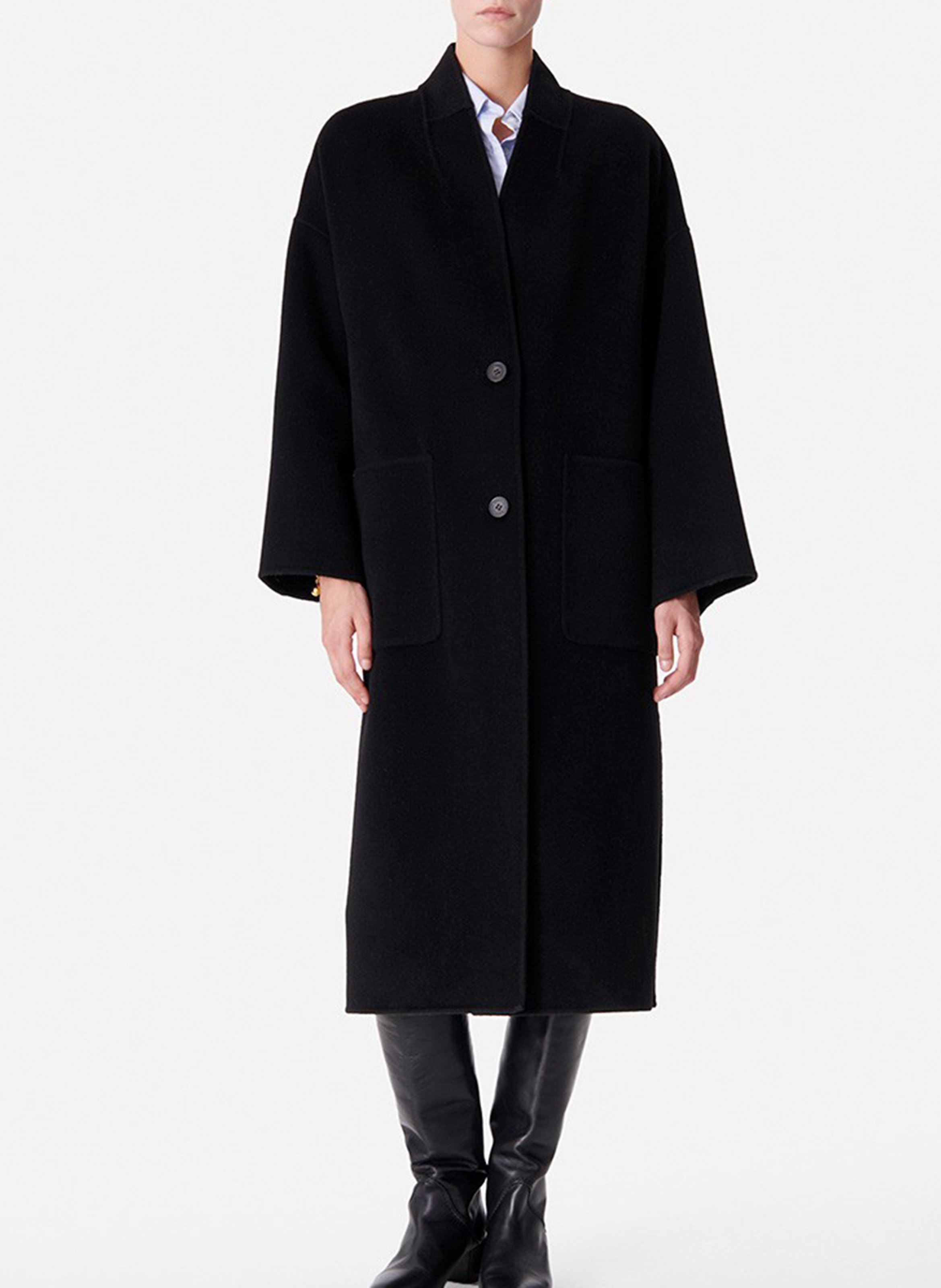 Jas met geruite kraag van gemengde wol VANESSA BRUNO Zwart