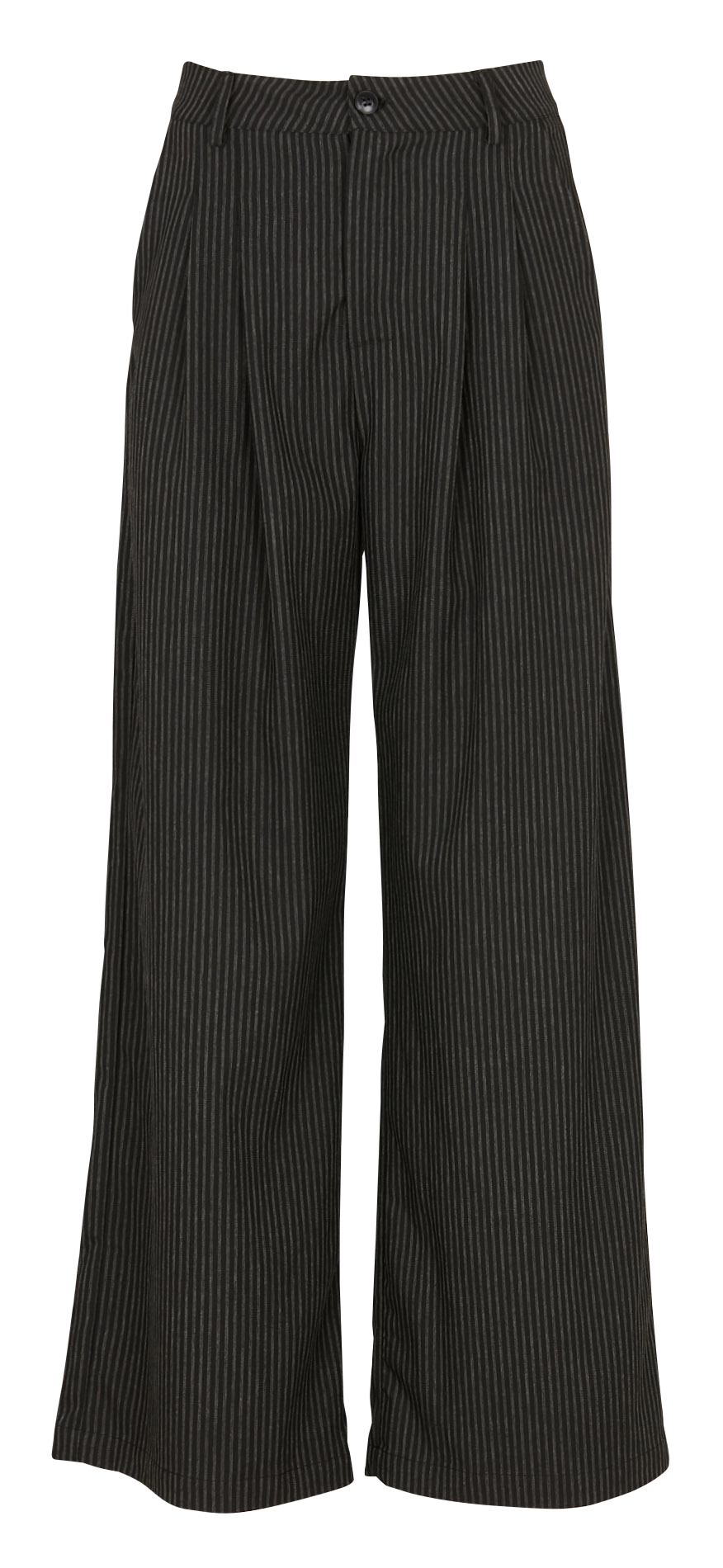 High-waisted wide-leg striped pants Black
