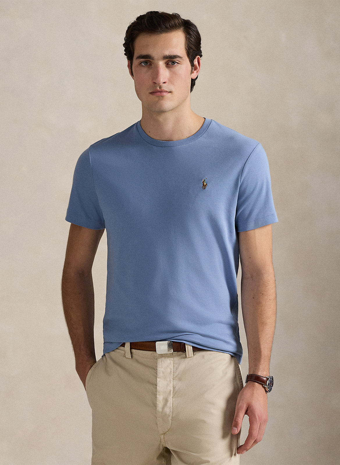 Tee-shirt col rond slim-fit en coton pima avec Pony Player POLO RALPH LAUREN