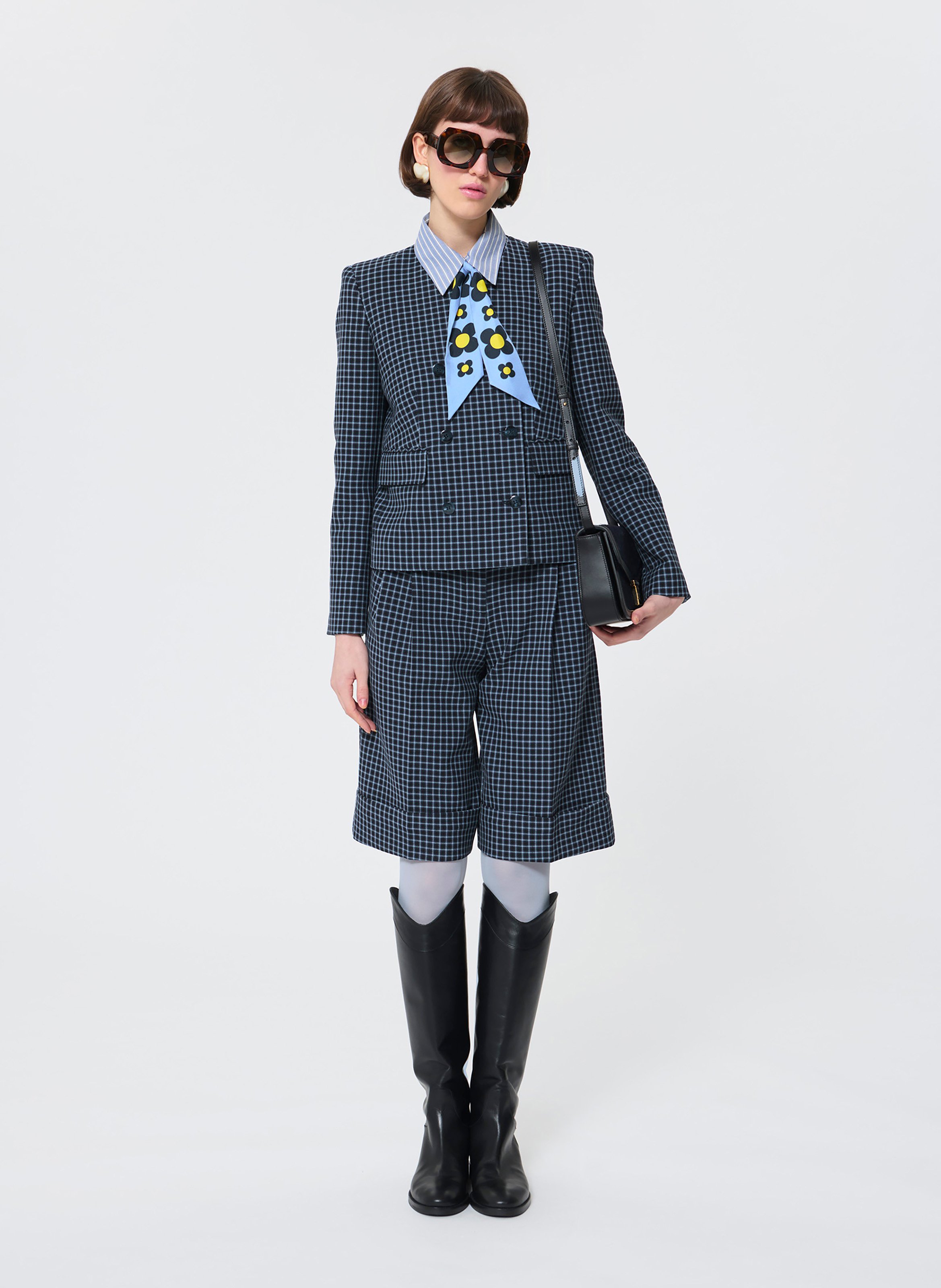 Korte geruite colbert met V-hals TARA JARMON Blauw