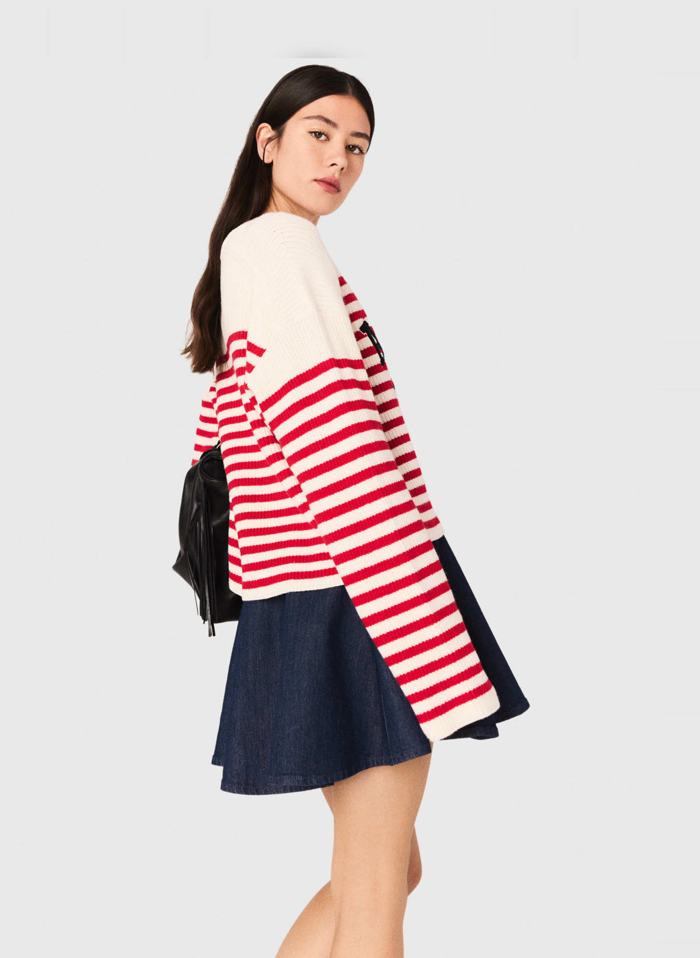 Sweat col rond en laine mélangée MAJE Beige