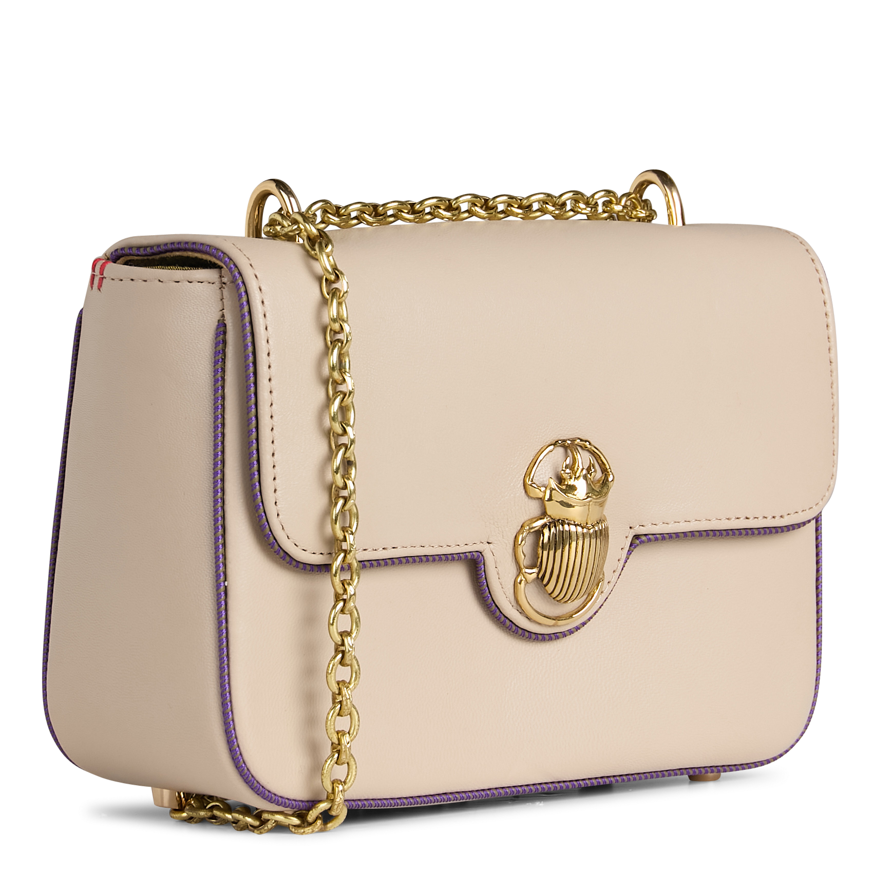 Sac bandoulière en cuir mélangé CLARIS VIROT Marron