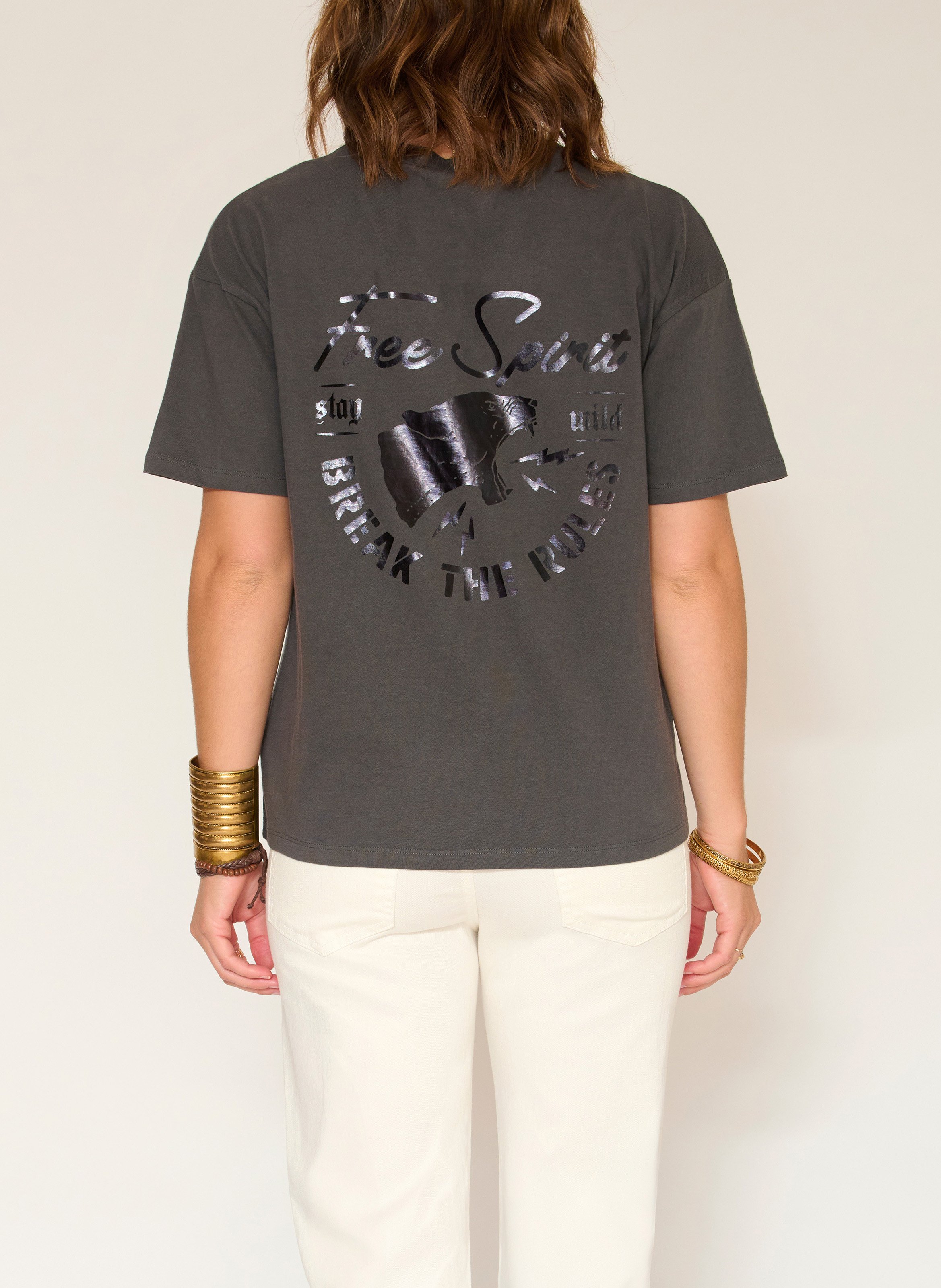 Tee-shirt droit en coton MKT Gris