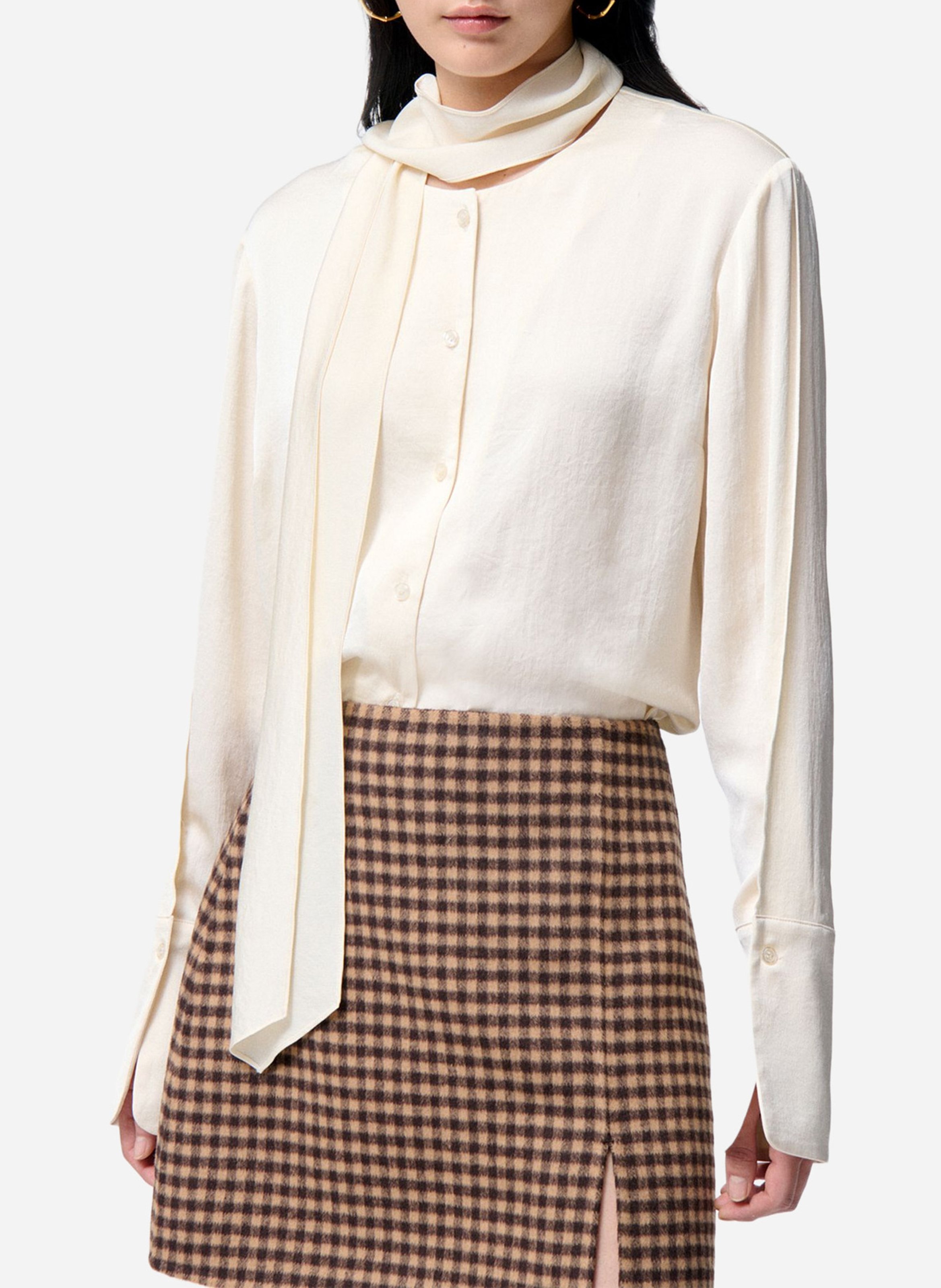 Jupe courte taille haute à carreaux VANESSA BRUNO Multicolore