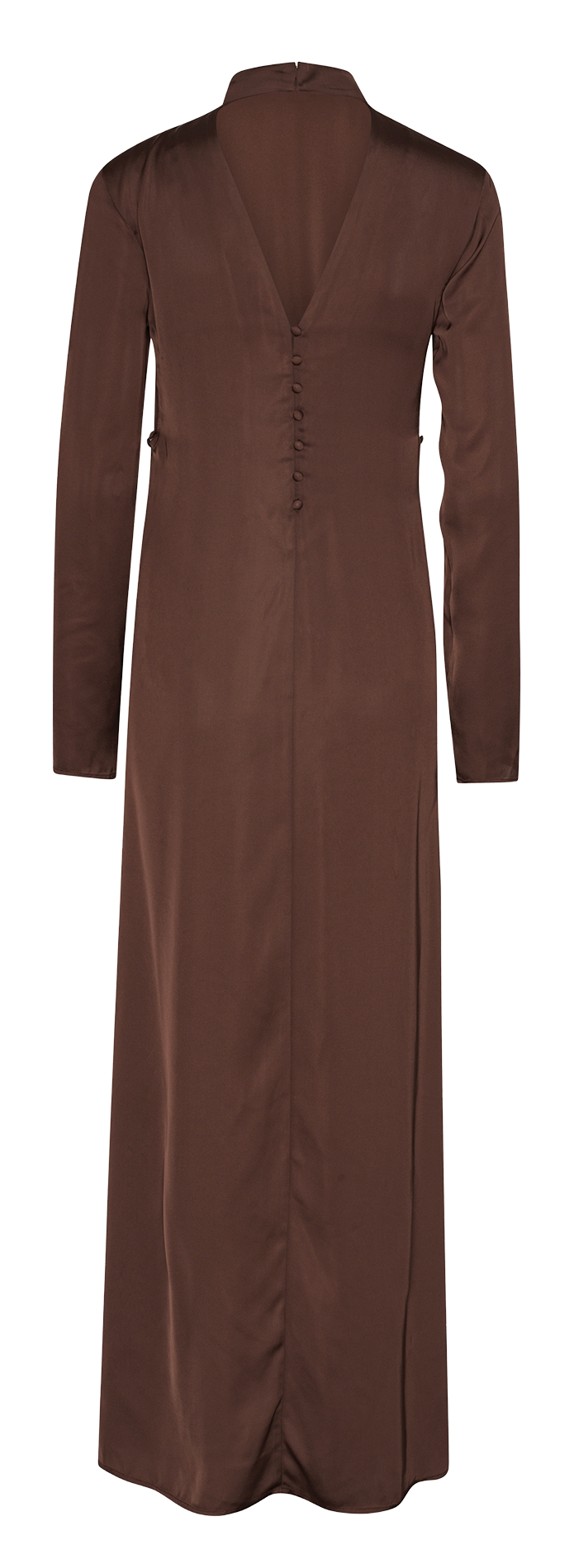 Robe longue col montant en fibres recyclées ROTATE Marron