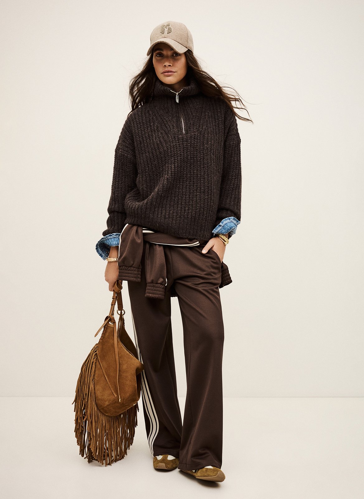 Pull col camionneur en laine mélangée  BA&SH Marron