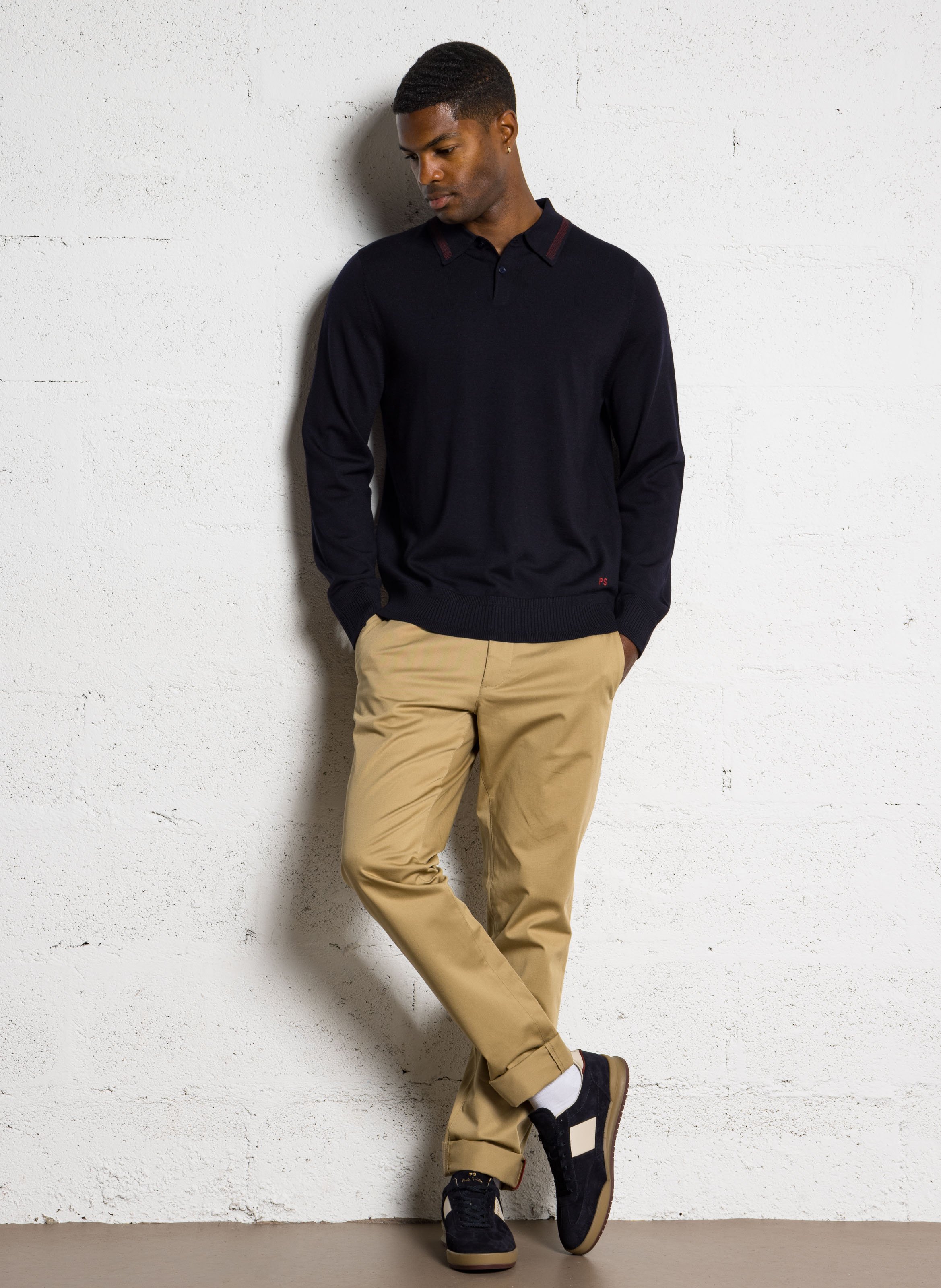 Straight-leg wool polo shirt PAUL SMITH Blue