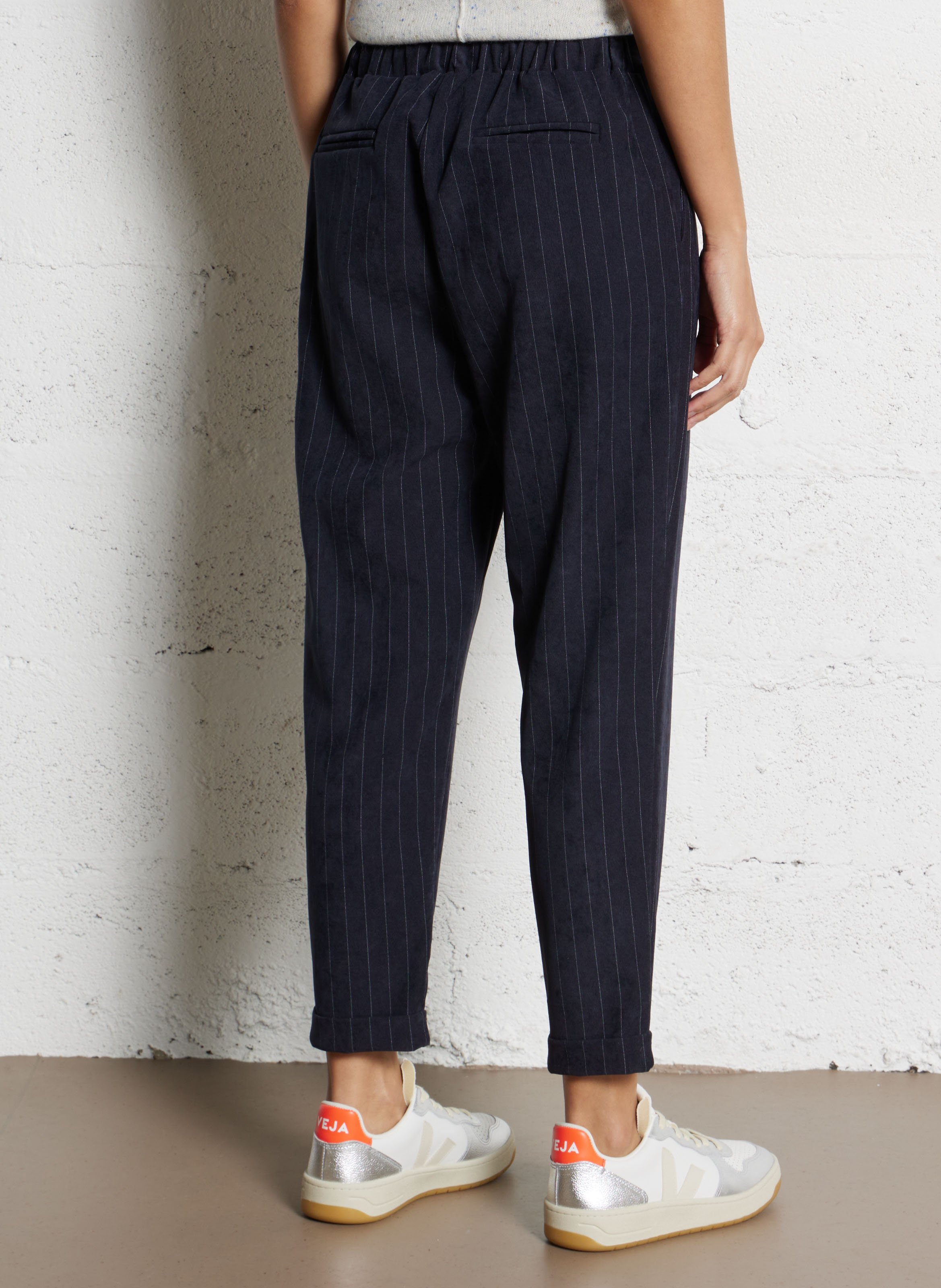 Pantaloln droit en velours PLEASE Bleu