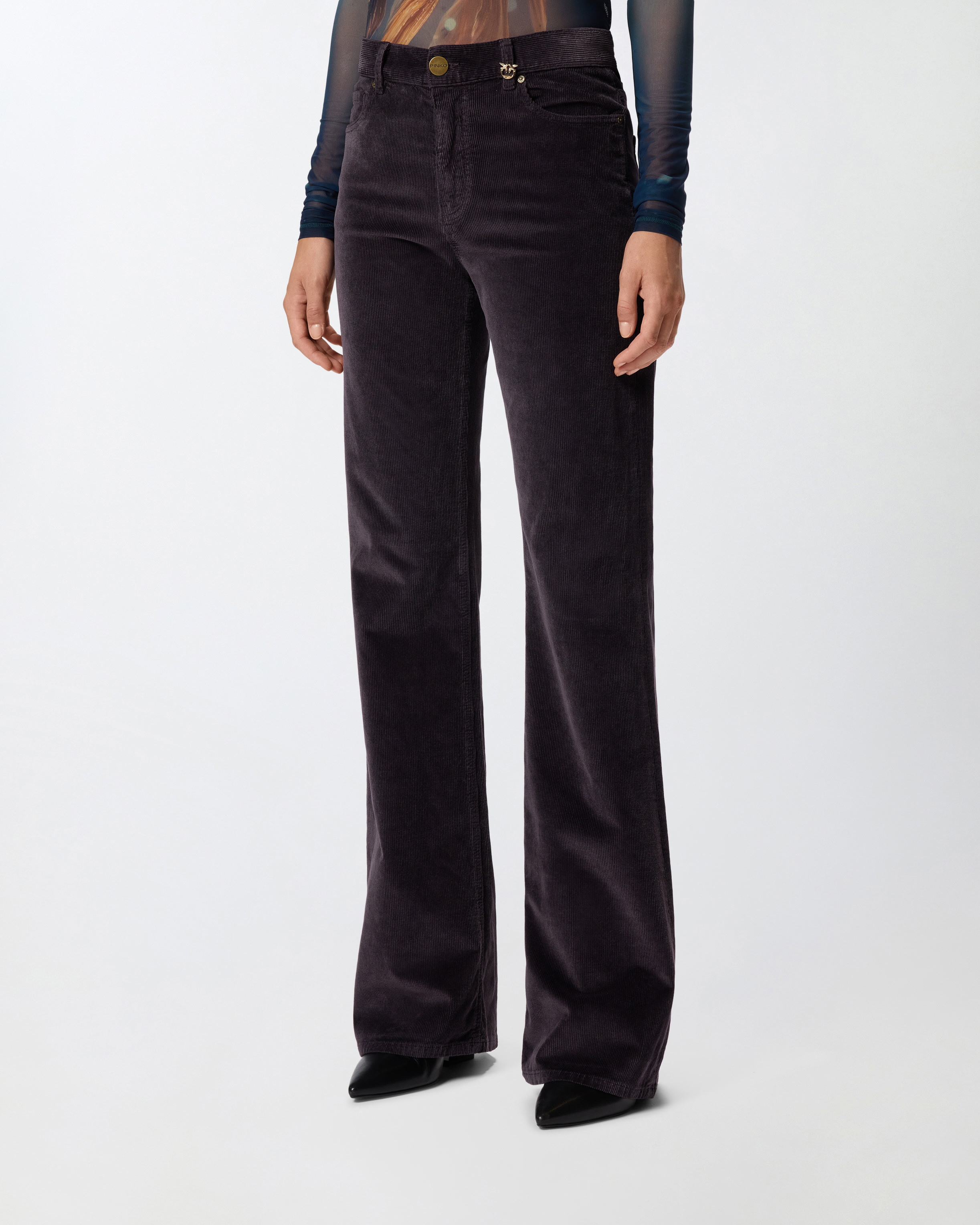 Flared corduroy pants PINKO Purple