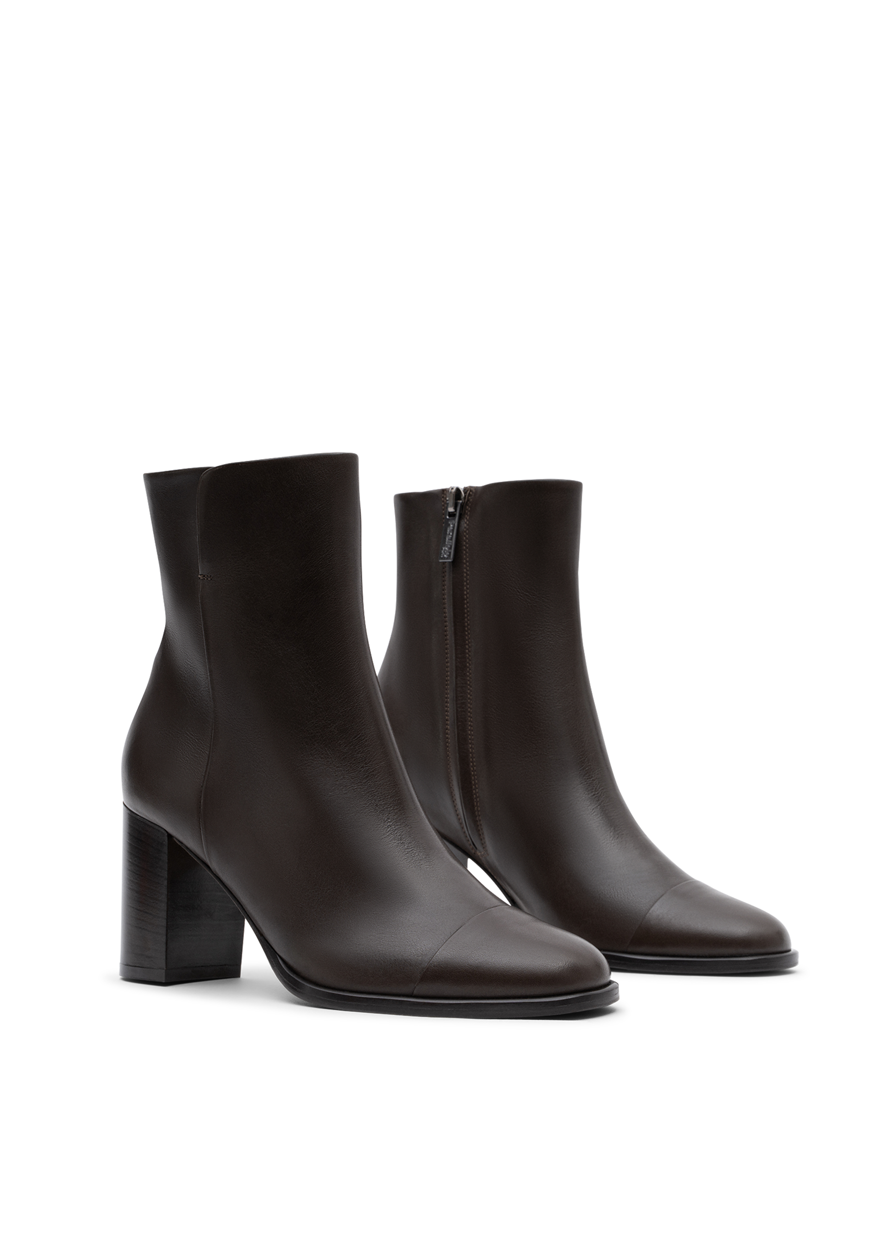 Smooth espresso leather ankle boots PARALLELE PARIS Brown
