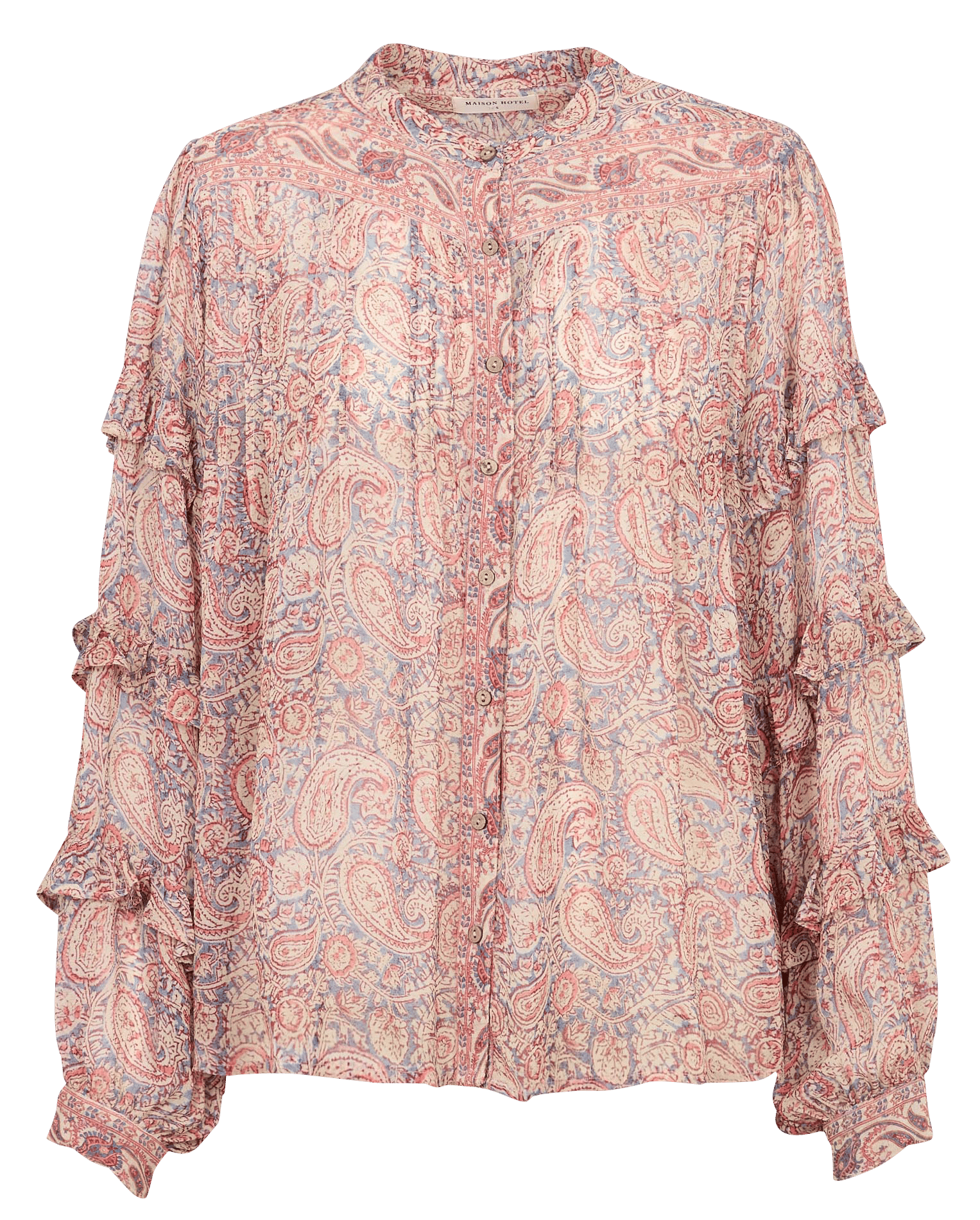 Blouse oversize col V imprimée MAISON HOTEL Rose