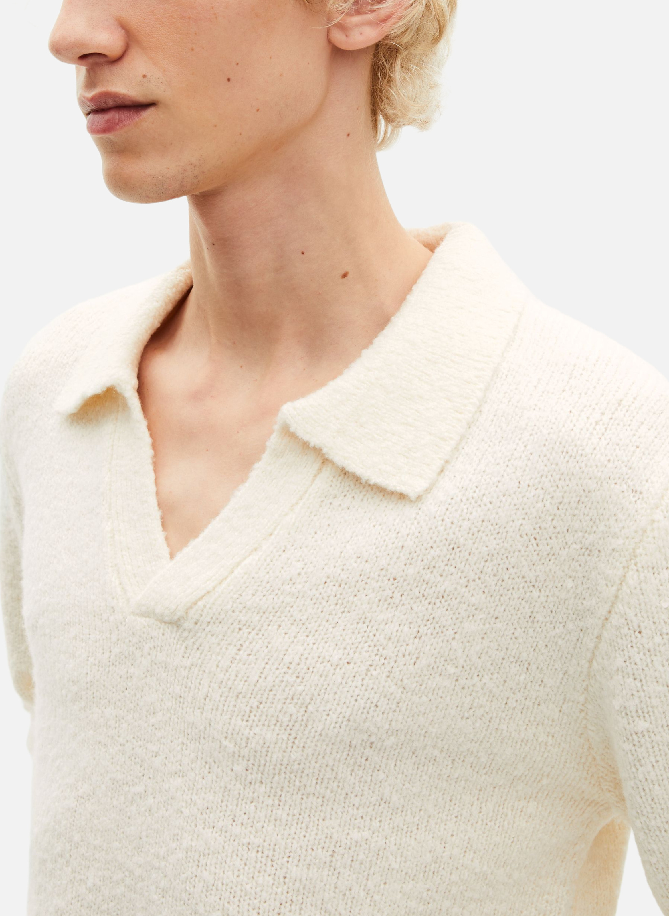 Plain long-sleeved sweater with lace-up neckline THE KOOPLES Beige