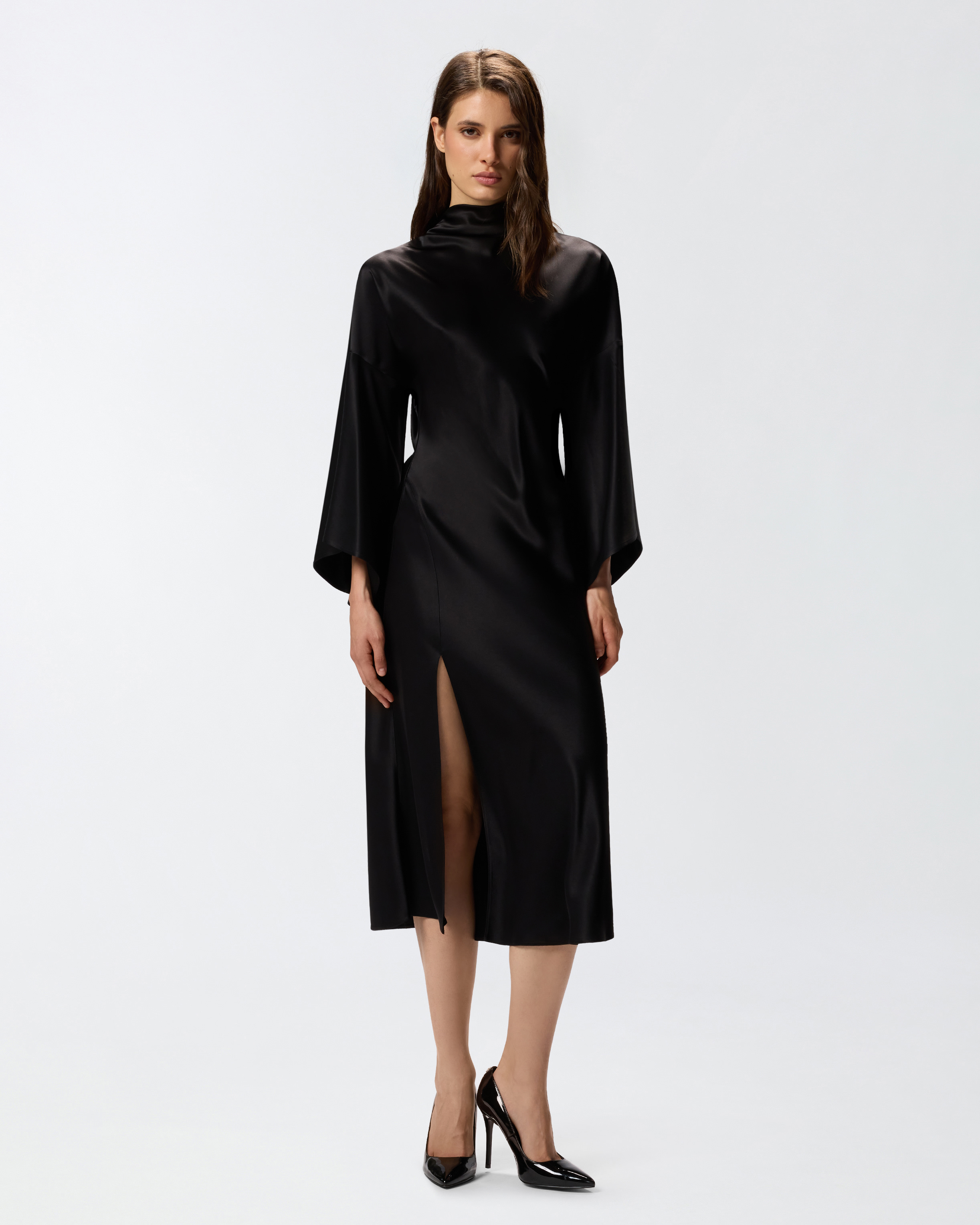 Flowy Long Satin Dress PINKO Black