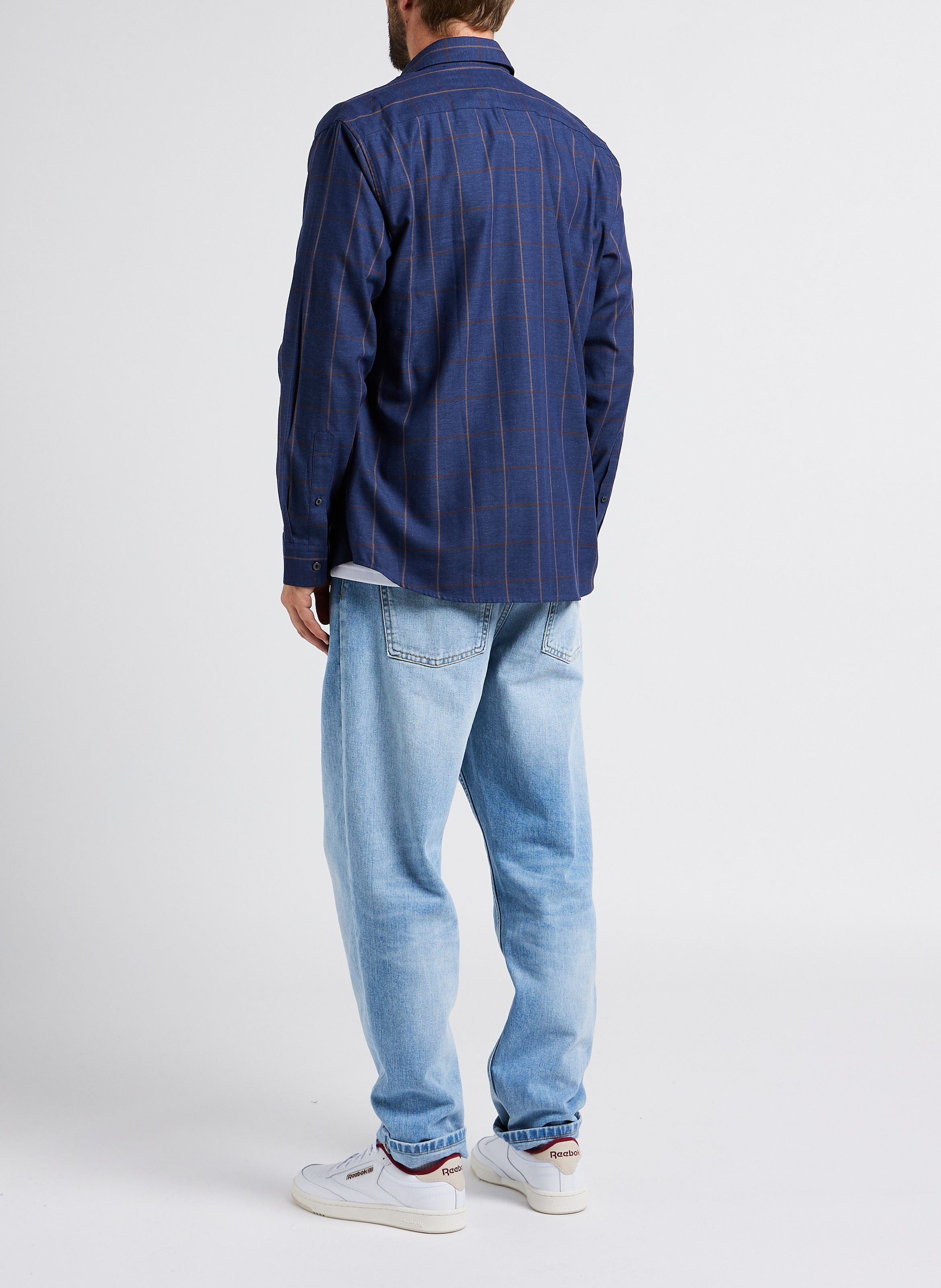 Geruit overhemd met klassieke kraag | biokatoenblend SELECTED Bruin