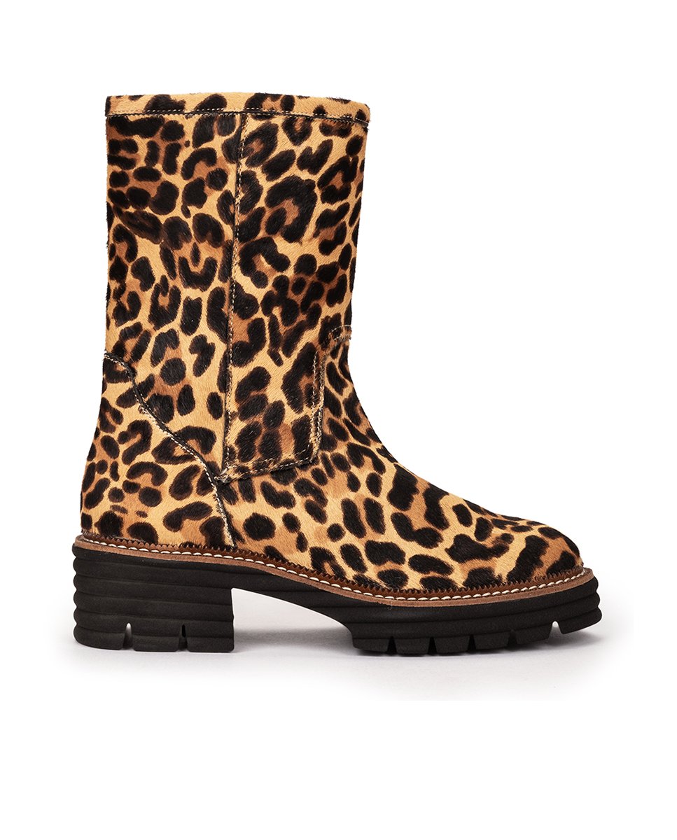 Leopard Print Fur Boots PEDRO MIRALLES Brown