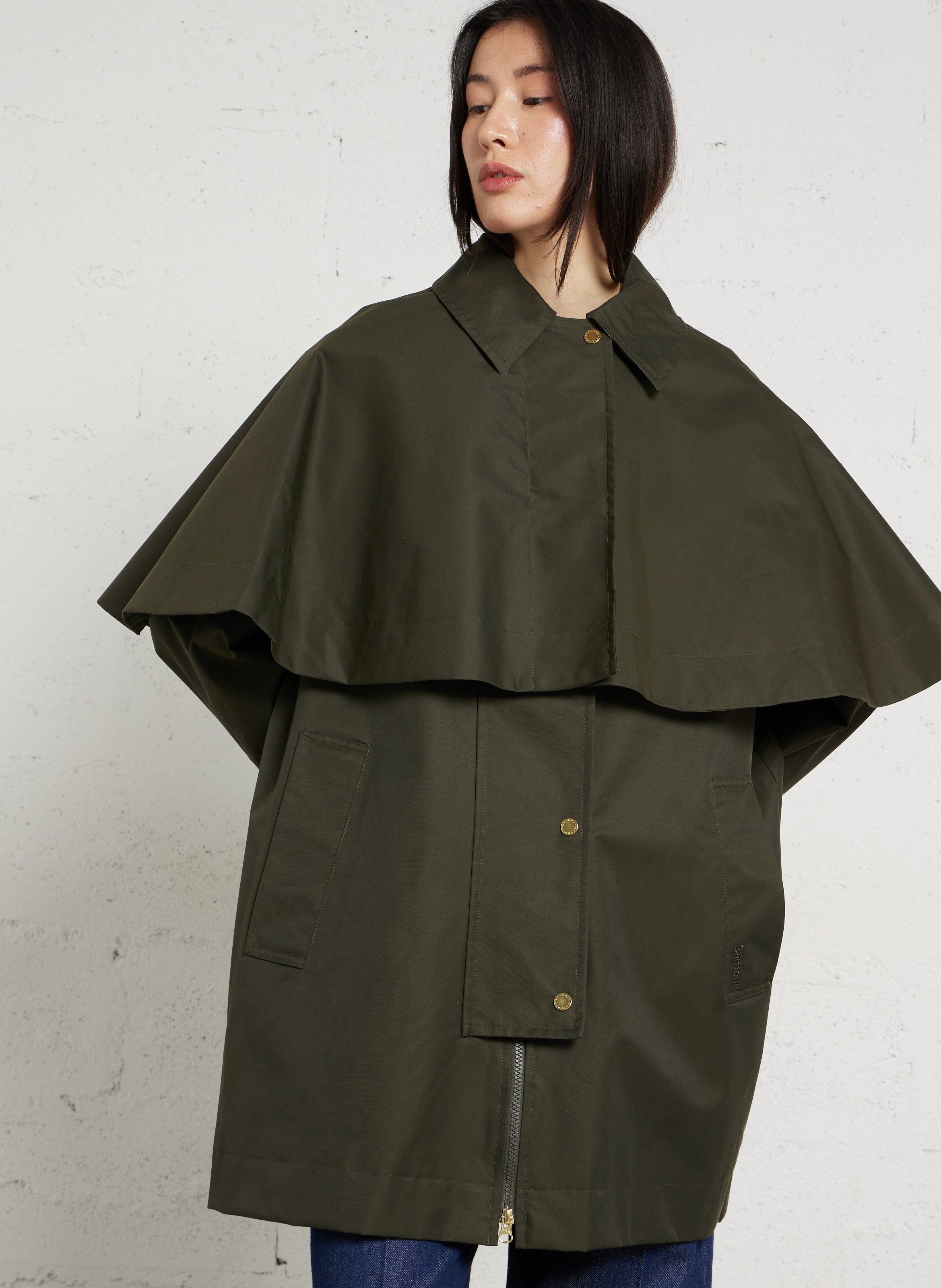 Veste imperméable à cape unie BARBOUR Kaki