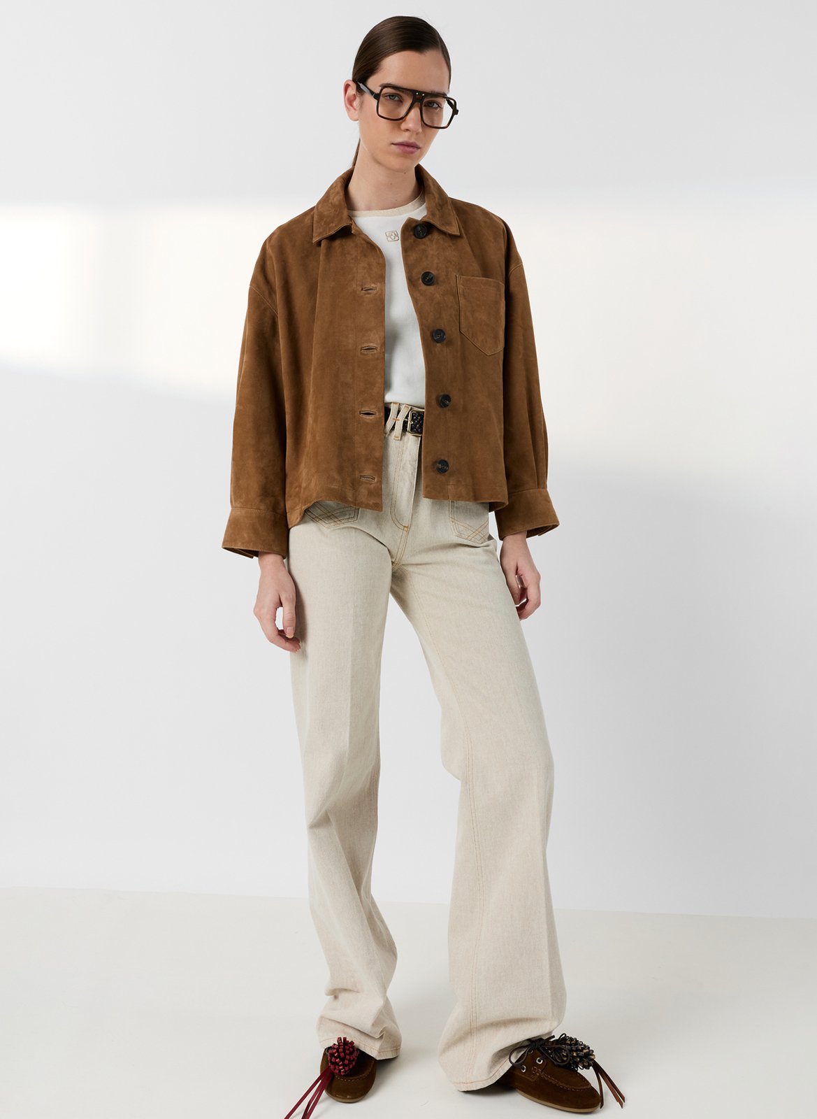 Lambskin leather jacket with classic collar GERARD DAREL Brown