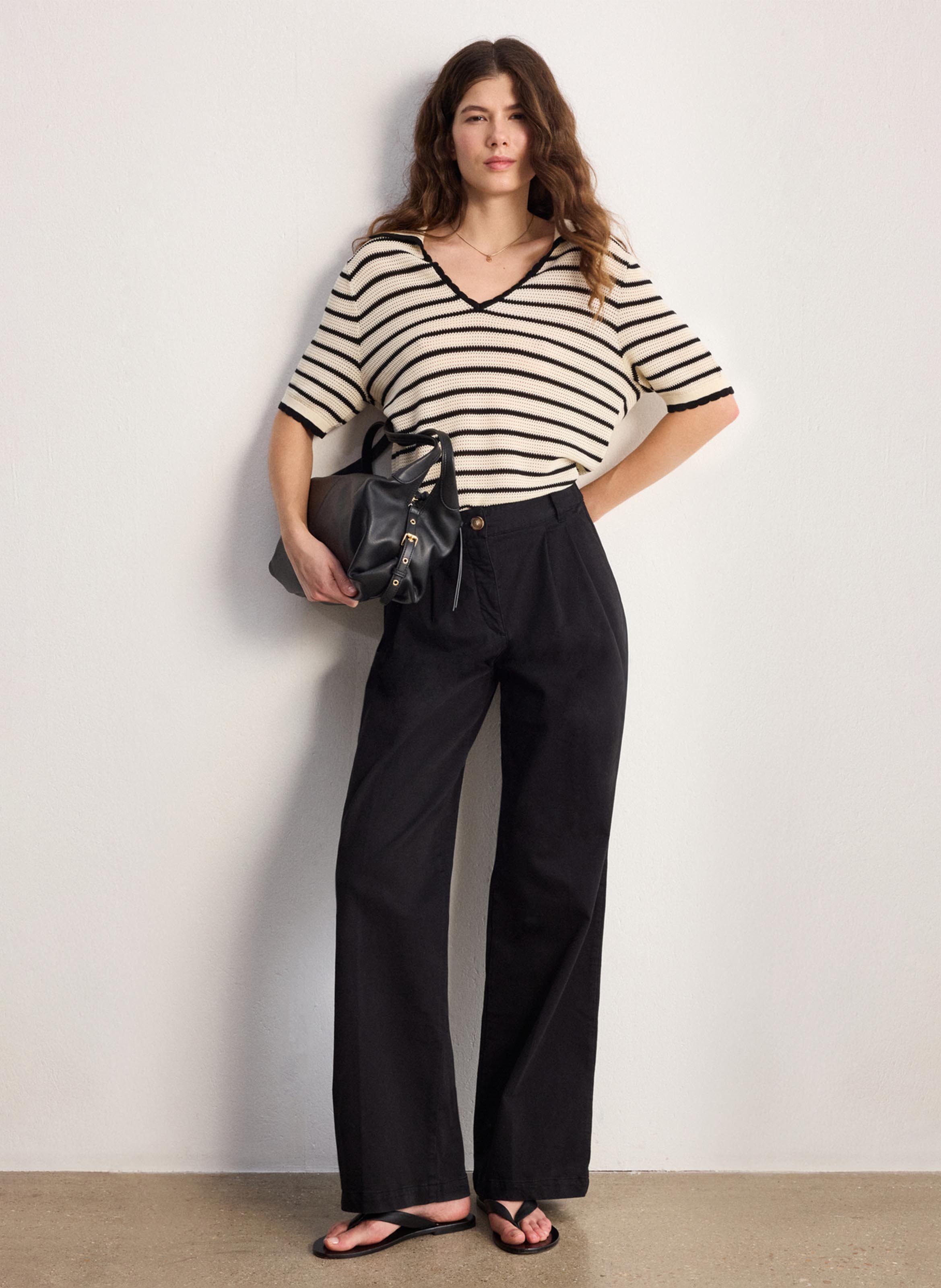 Pantalon large taille haute uni PABLO Noir