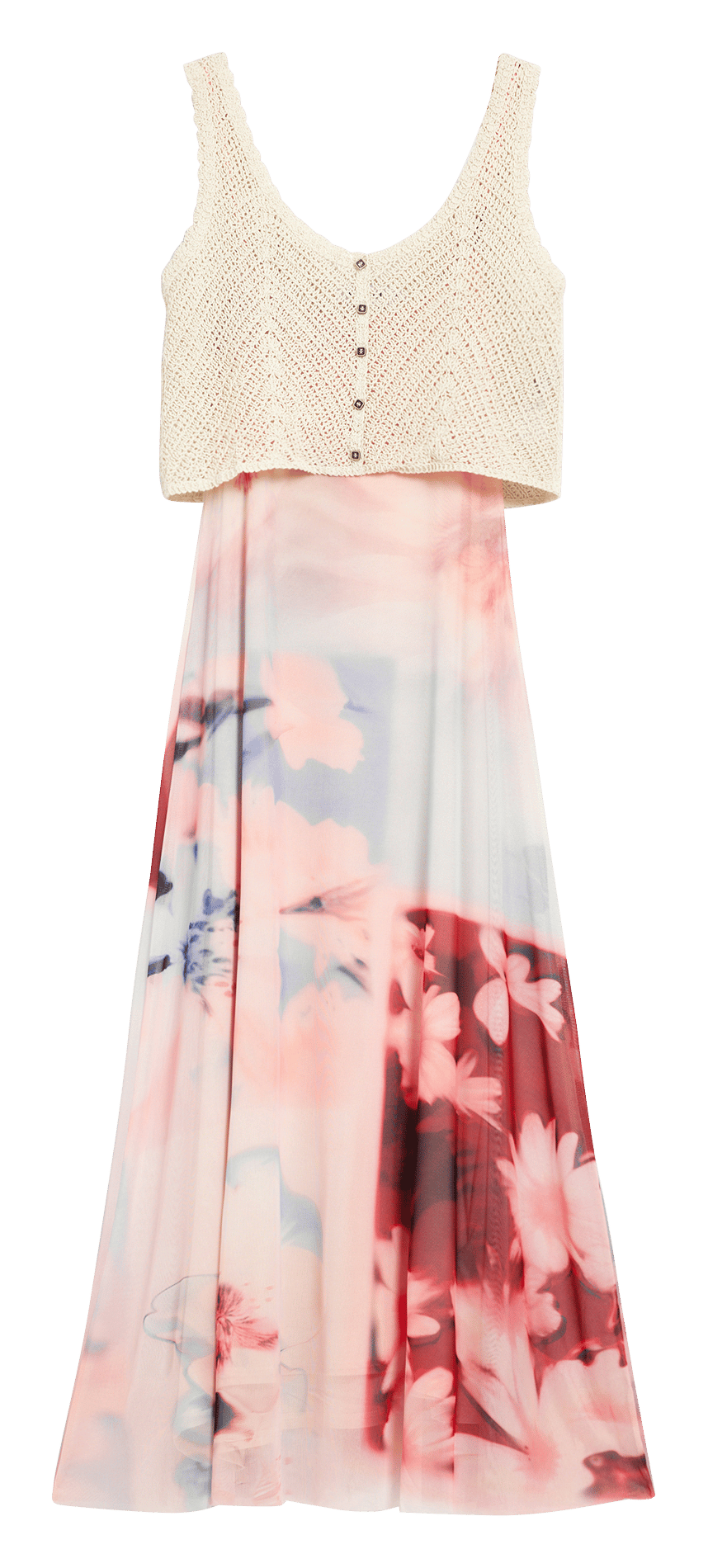 Halflange jurk met ronde hals DESIGUAL Rood