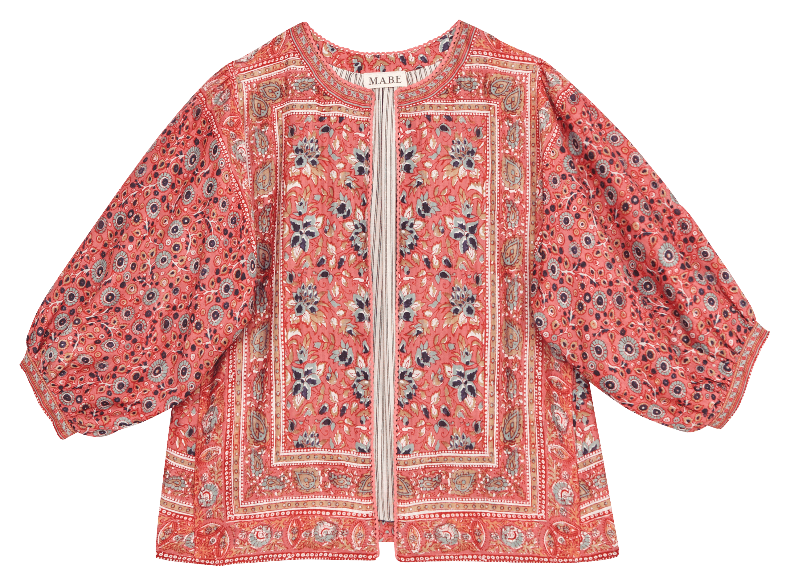 Oversized ronde hals katoenen bedrukte jas M.A.B.E Roze