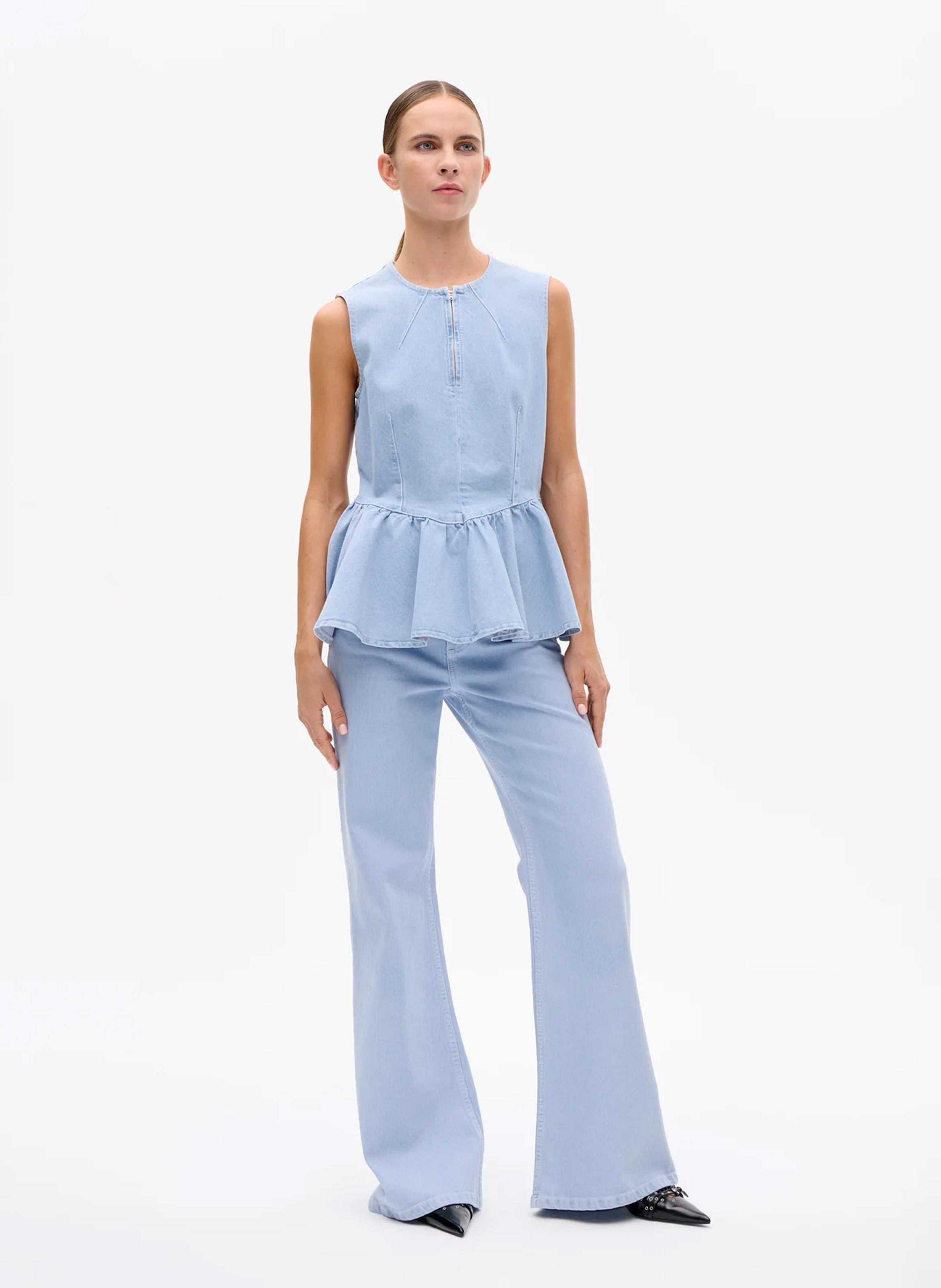 Peplum top van biologisch katoenmix BAUM UND PFERDGARTEN Blauw