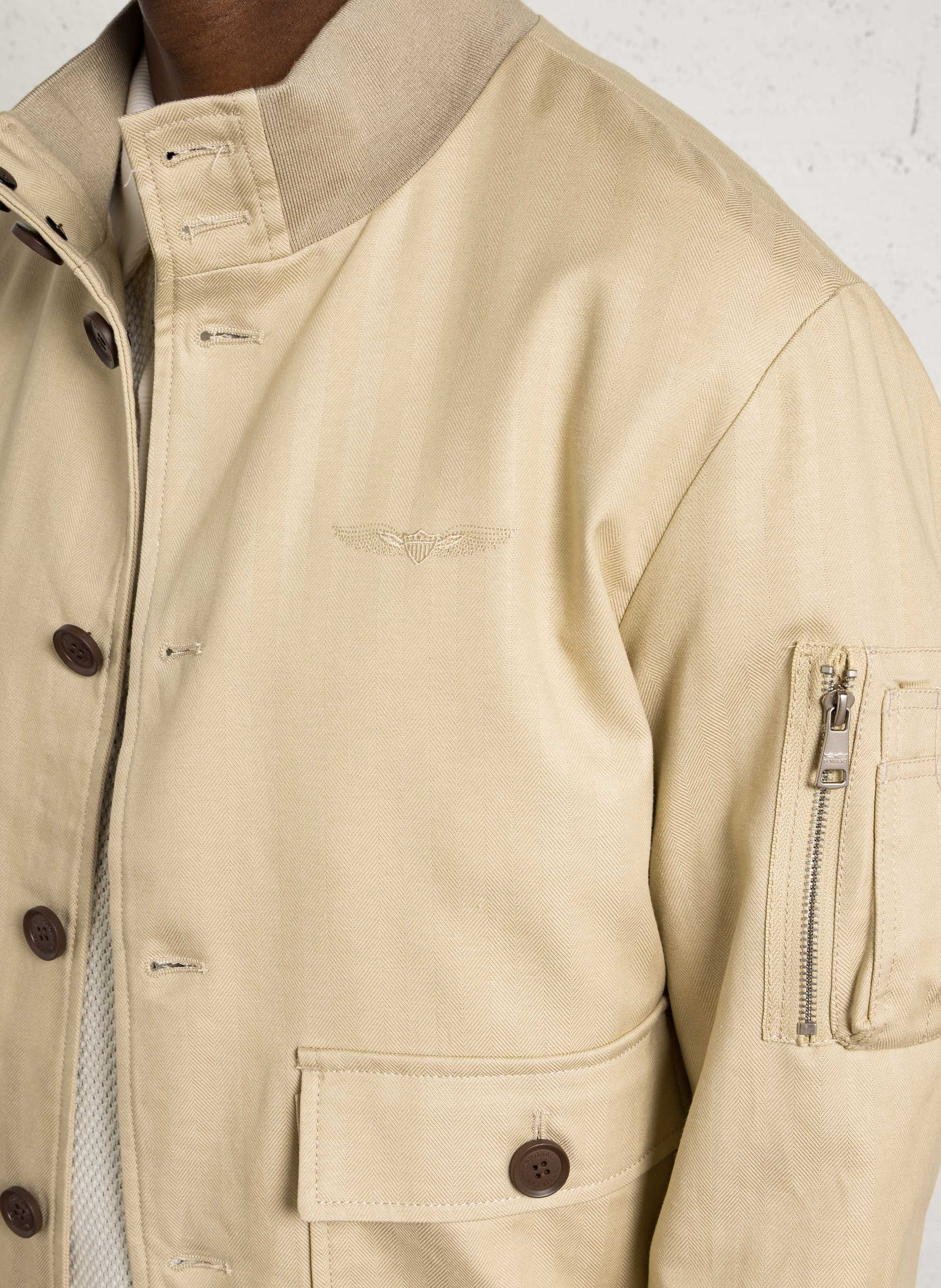Chaqueta recta cuello alto BOMBERS ORIGINAL Beige
