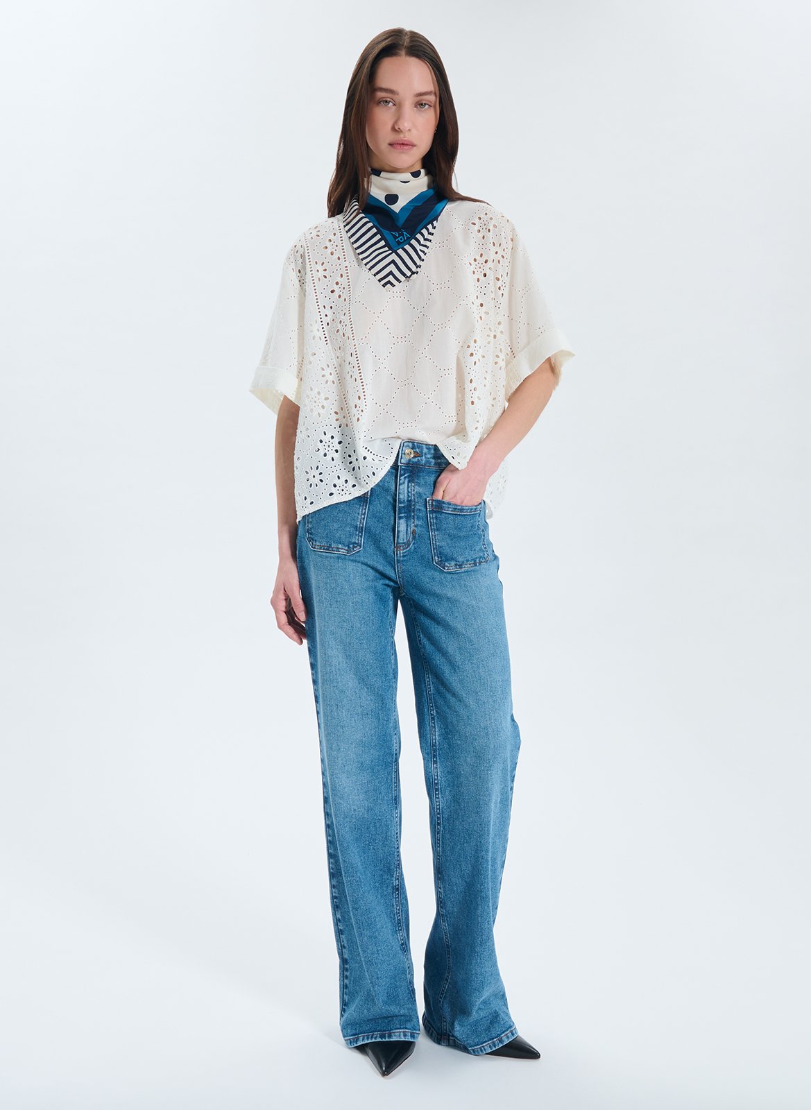 Foulard imprimé en soie ZAPA Blanco