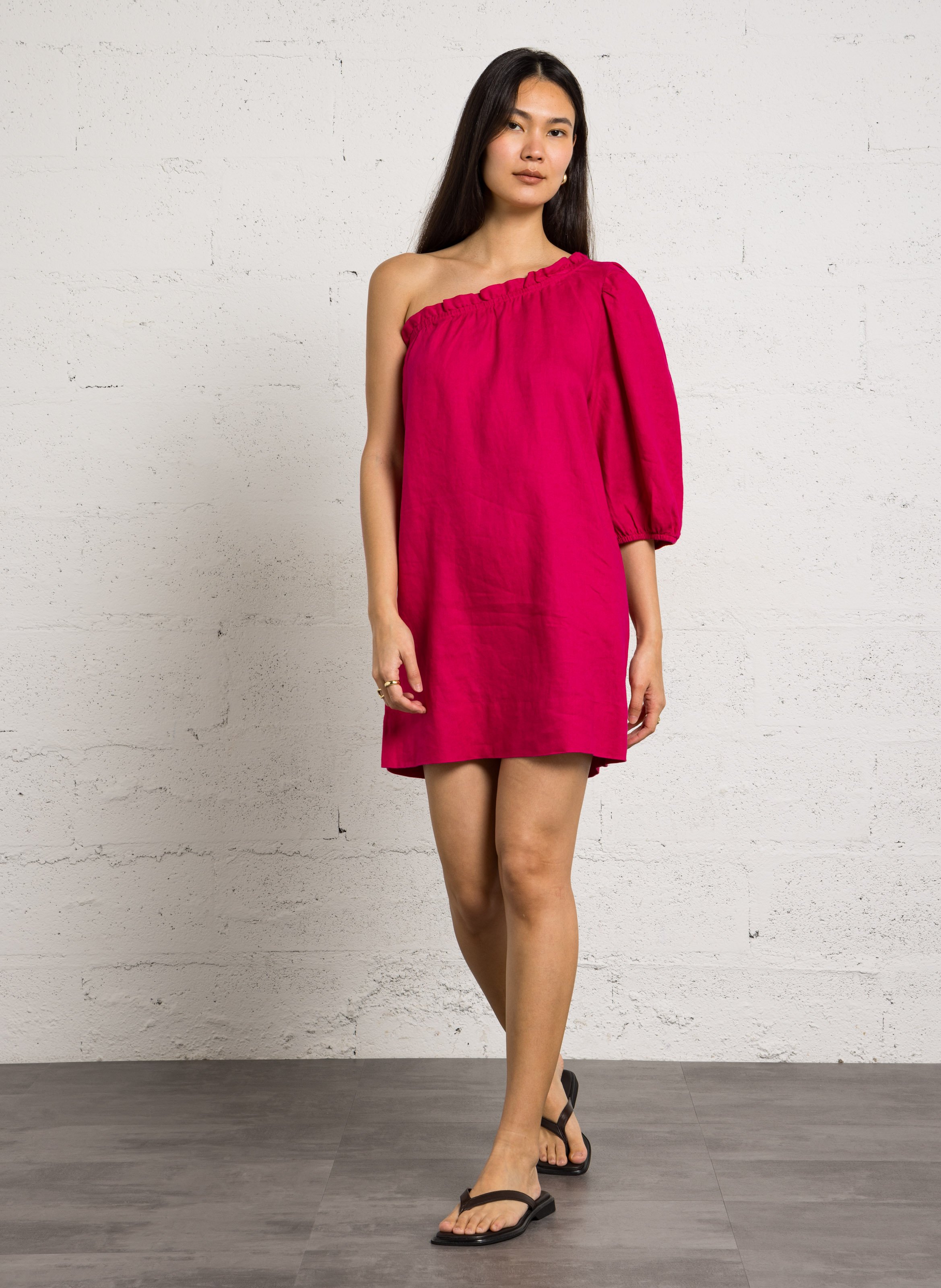 Robe courte asymétrique en lin DES PETITS HAUTS