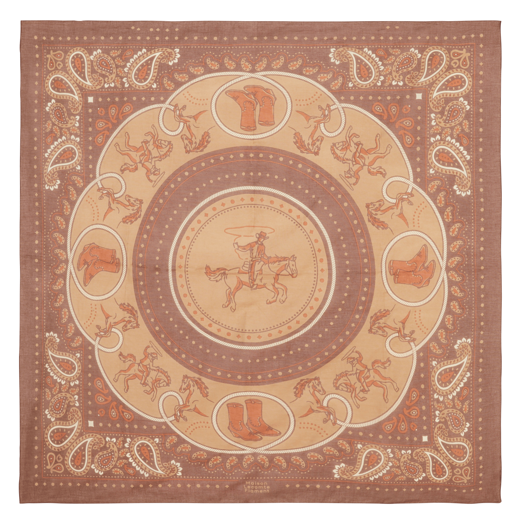 Paisley Print Scarf MAISON LECOMTE FLAMENT Brown