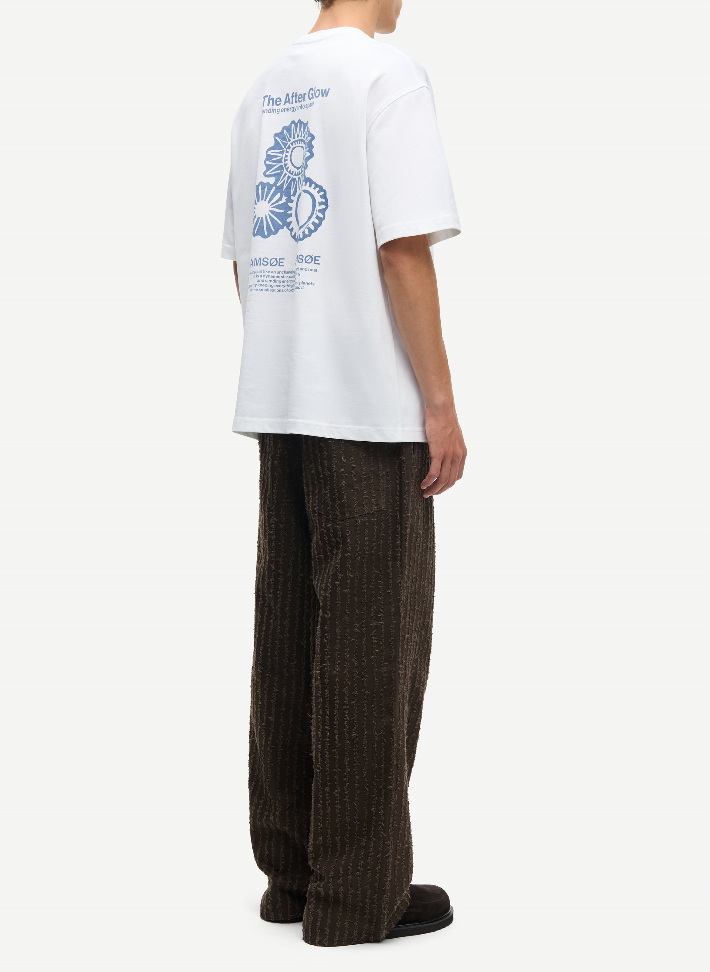 Oversized round neck organic cotton t-shirt SAMSOE SAMSOE Blue