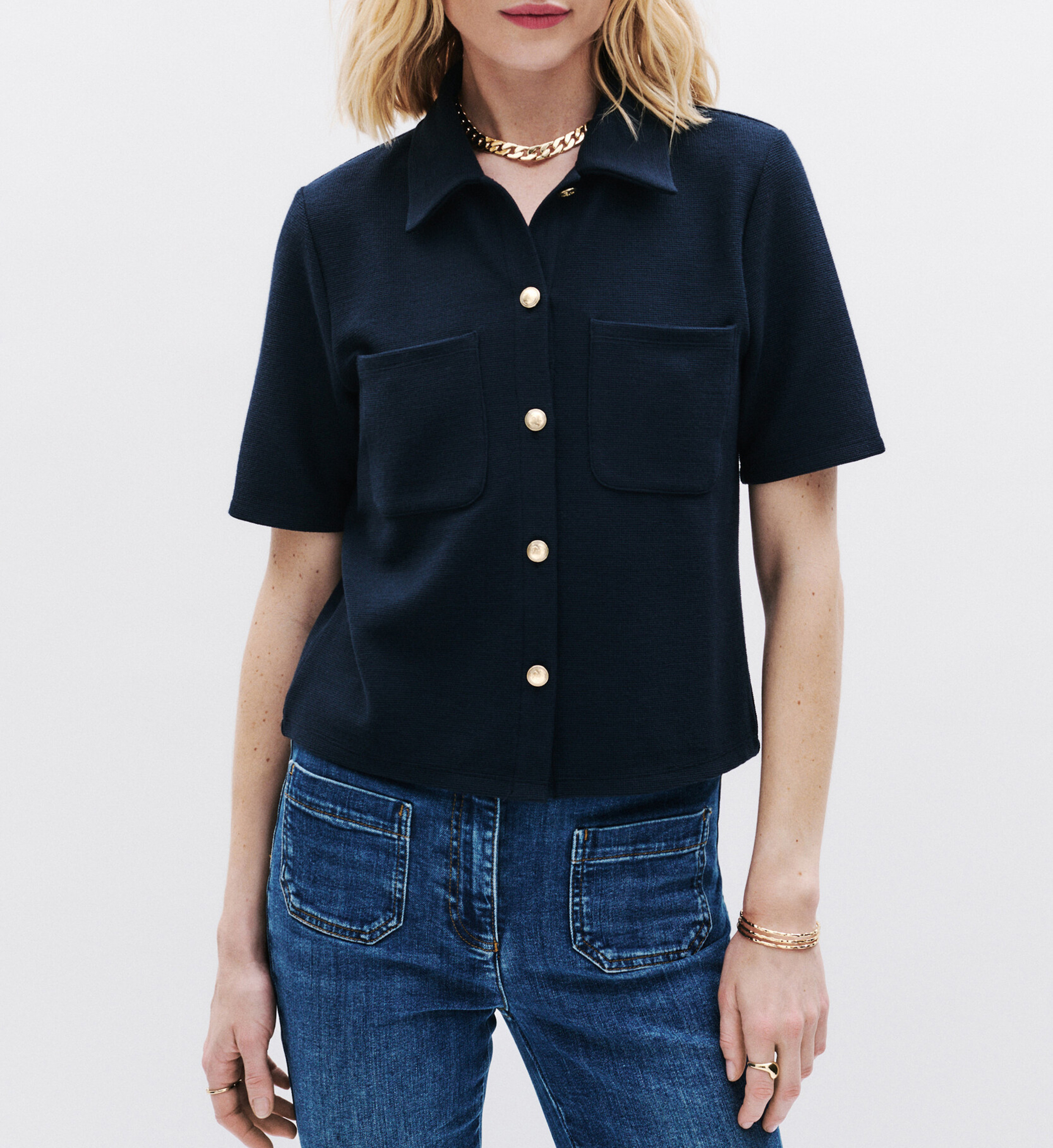 Top mit klassischem Kragen CAROLL Blau