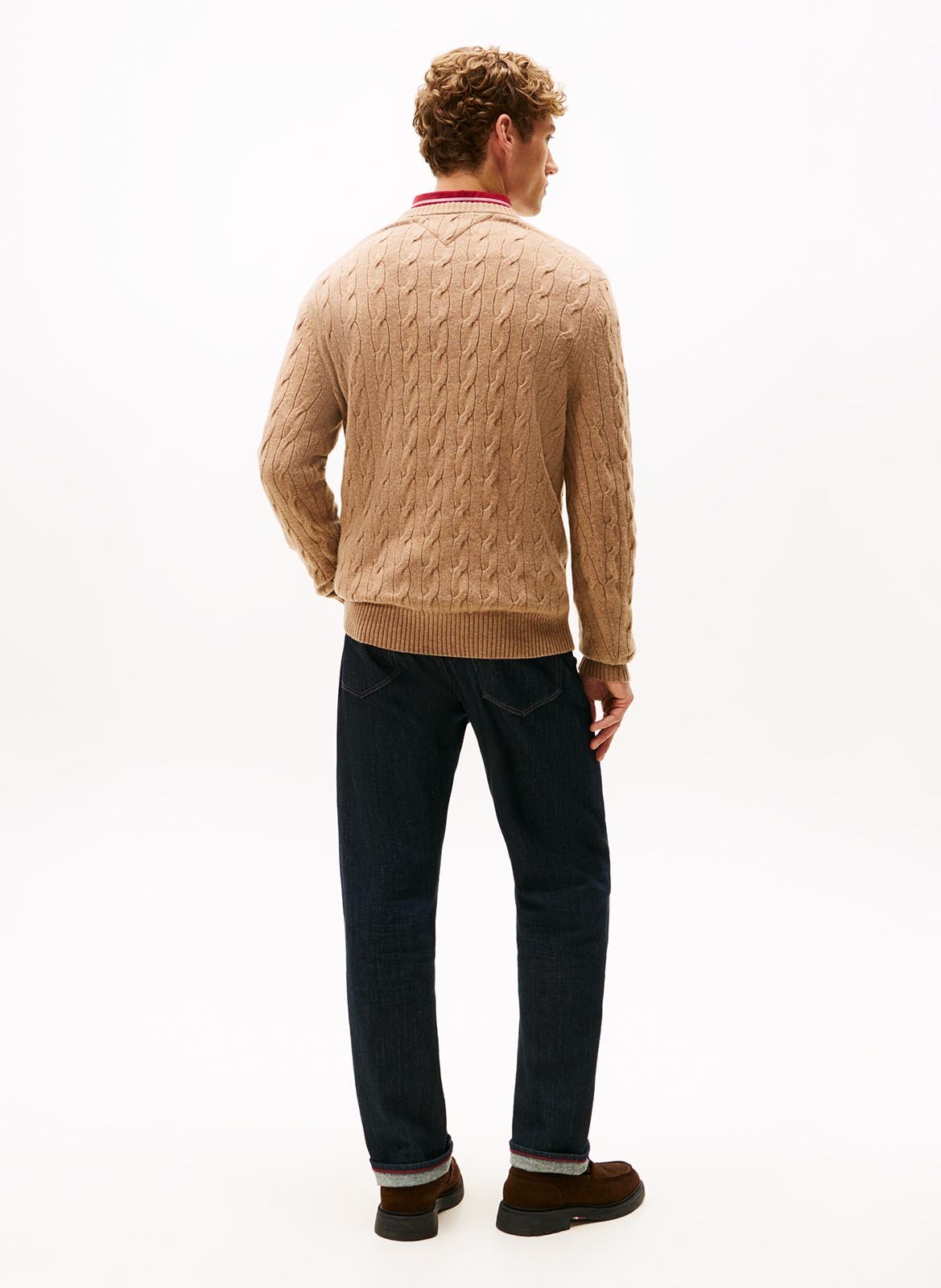 Rundhals-Pullover aus geflochtener Wolle TOMMY HILFIGER Braun