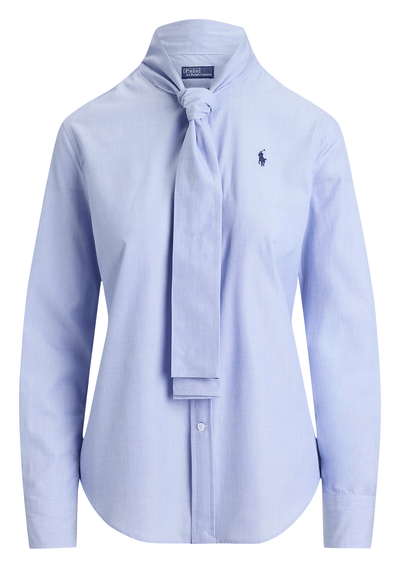 Rechte blouse met strikkraag van katoen POLO RALPH LAUREN Blauw