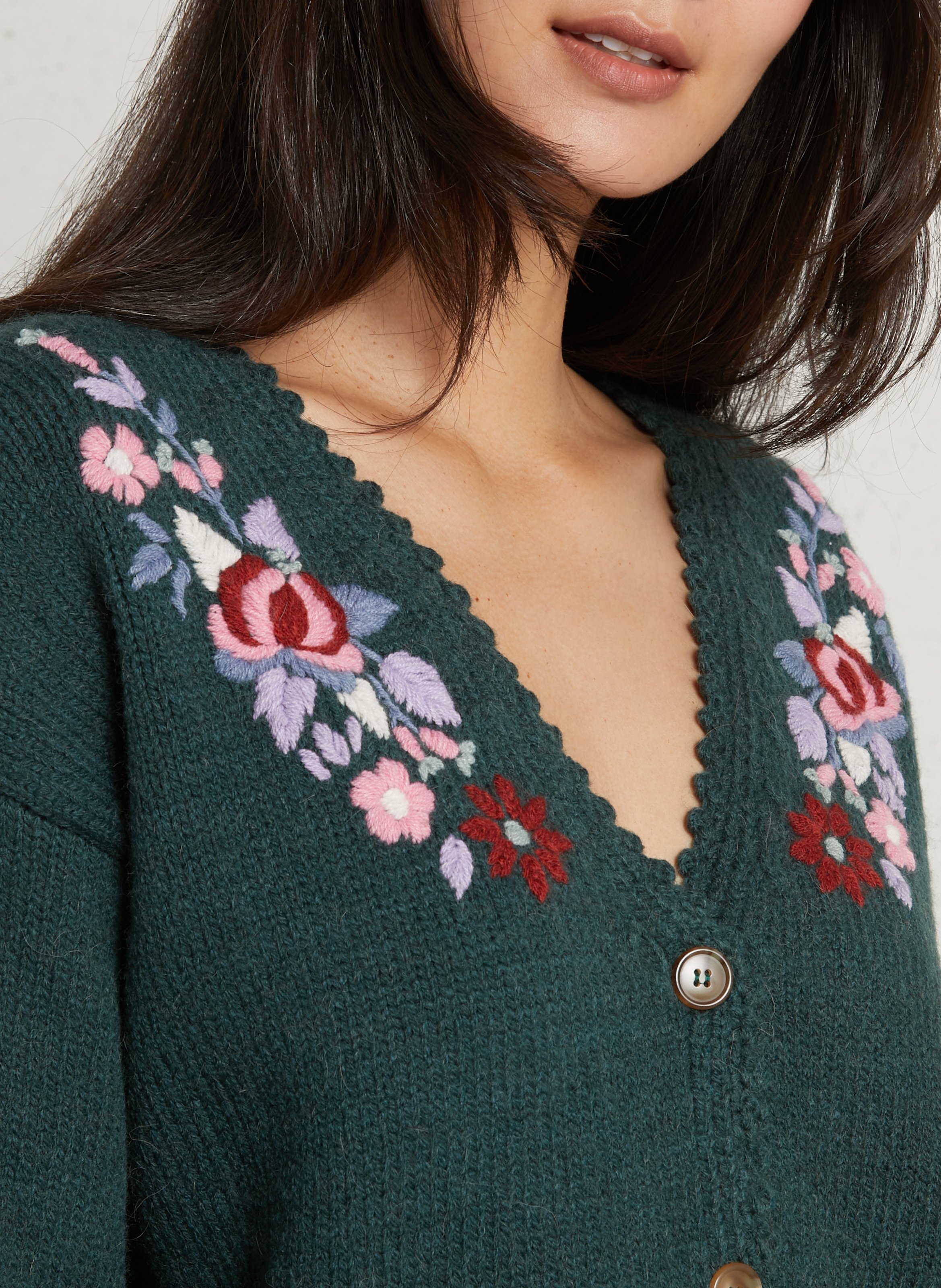 Cadigan droit col V en maille LOUISE MISHA Vert