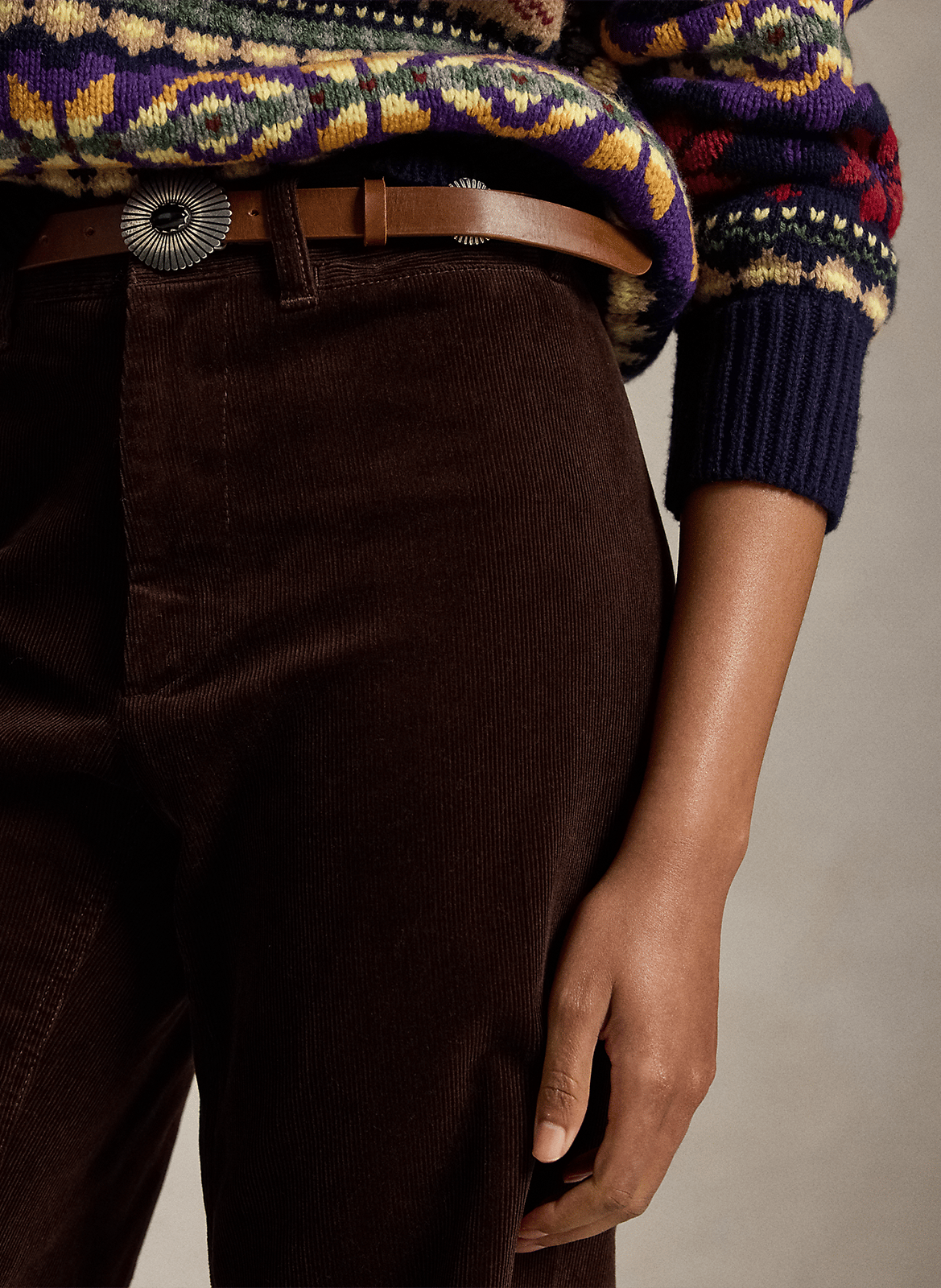 Jean bootcut côtelé en coton mélangée POLO RALPH LAUREN Marron