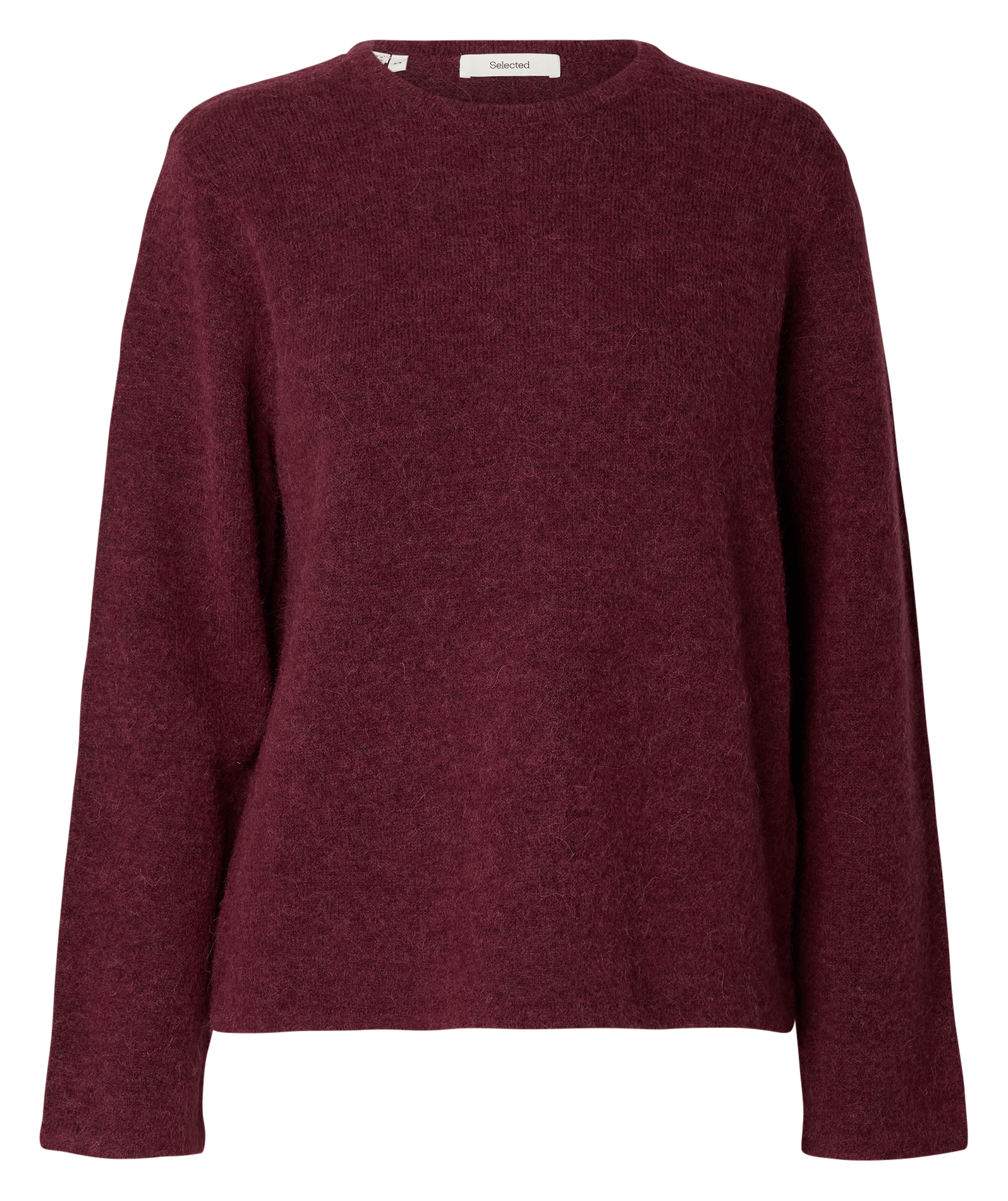 Oversize round-neck knit sweater SELECTED Plums