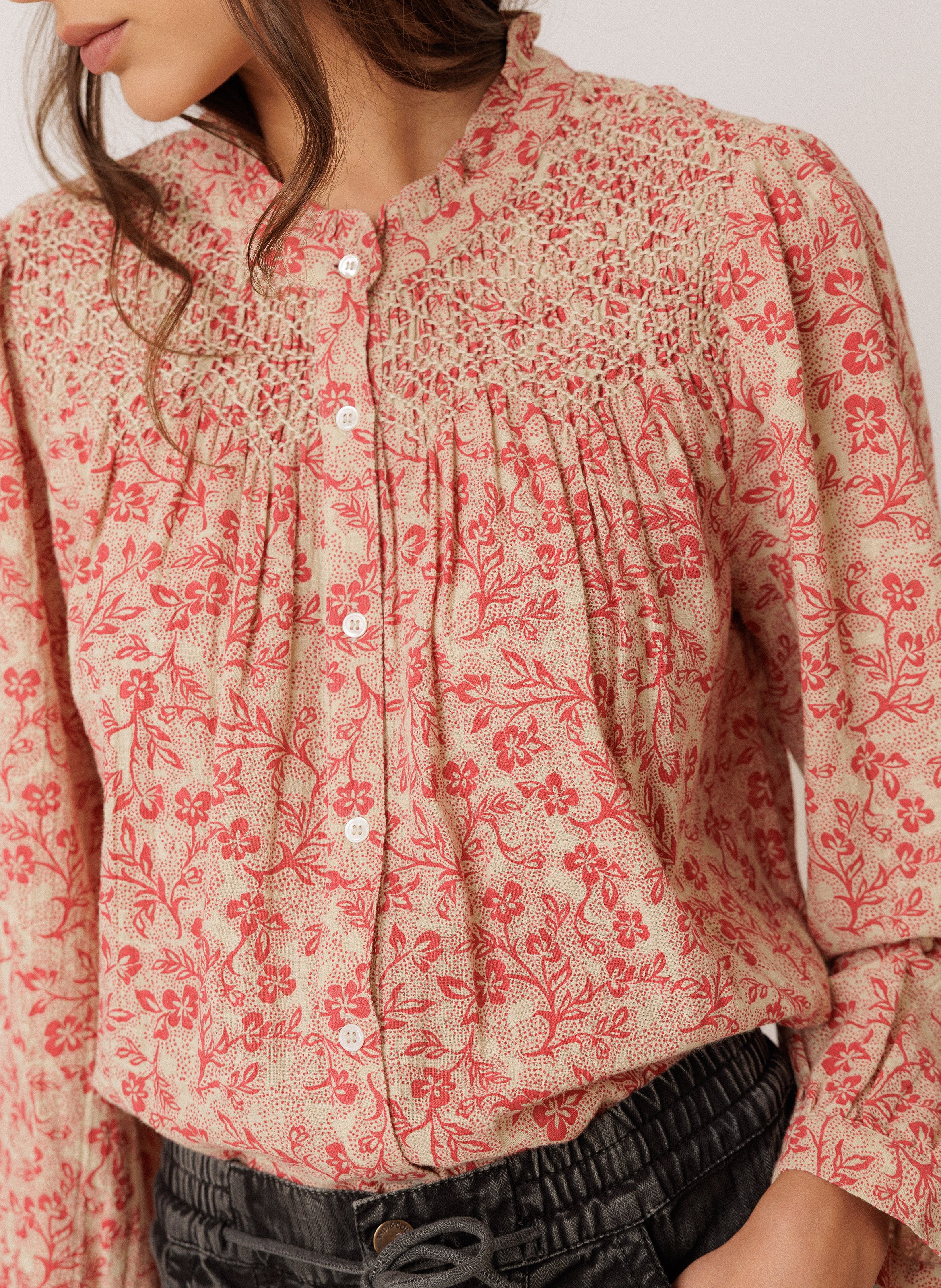 Loose-fit organic cotton shirt INDI & COLD Red
