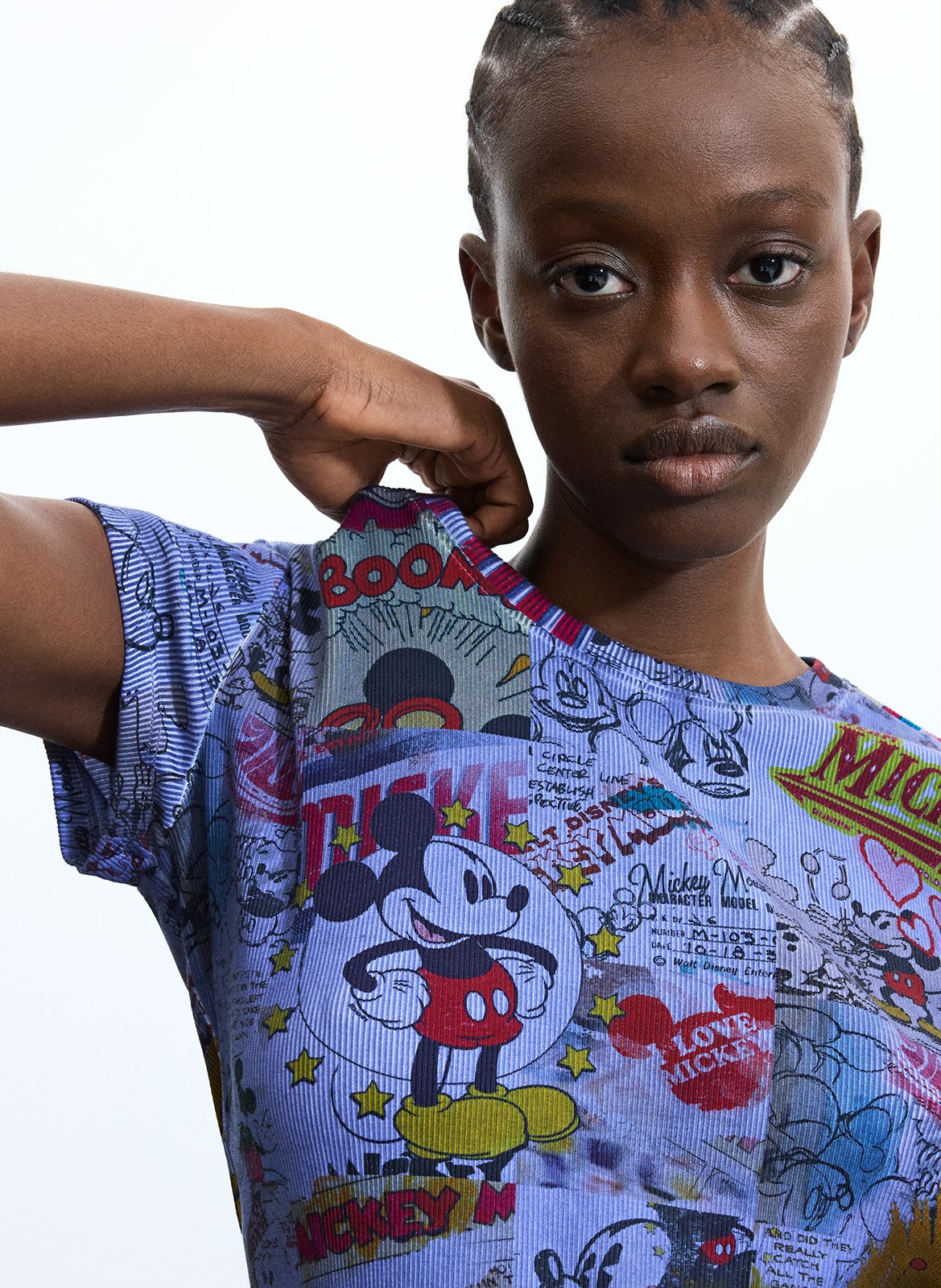Straight round-neck T-shirt in printed blended cotton. DESIGUAL Black