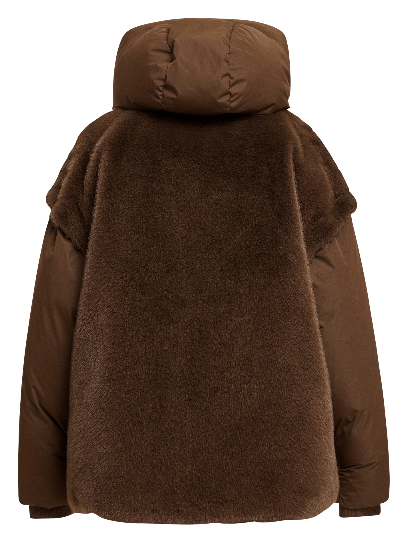 Oversized gewatteerde jas met synthetische bontvoering ESSENTIEL ANTWERP Bruin
