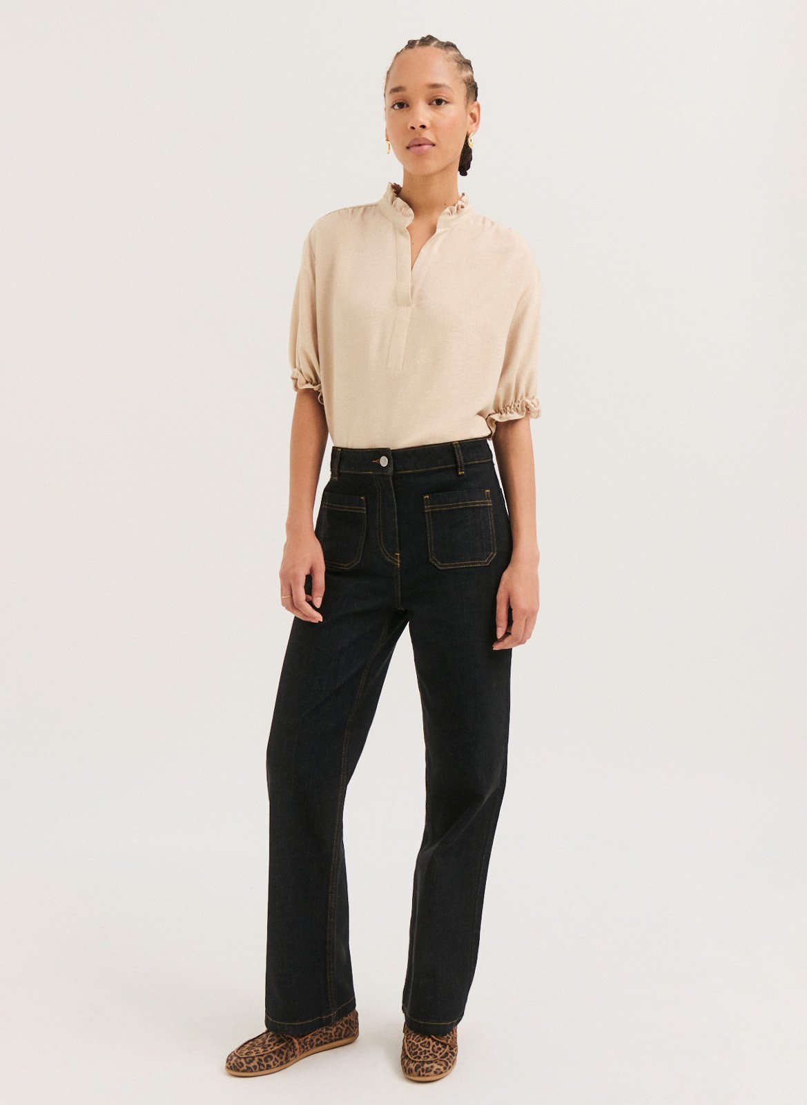 Cotton-blend straight-leg jeans PABLO Black