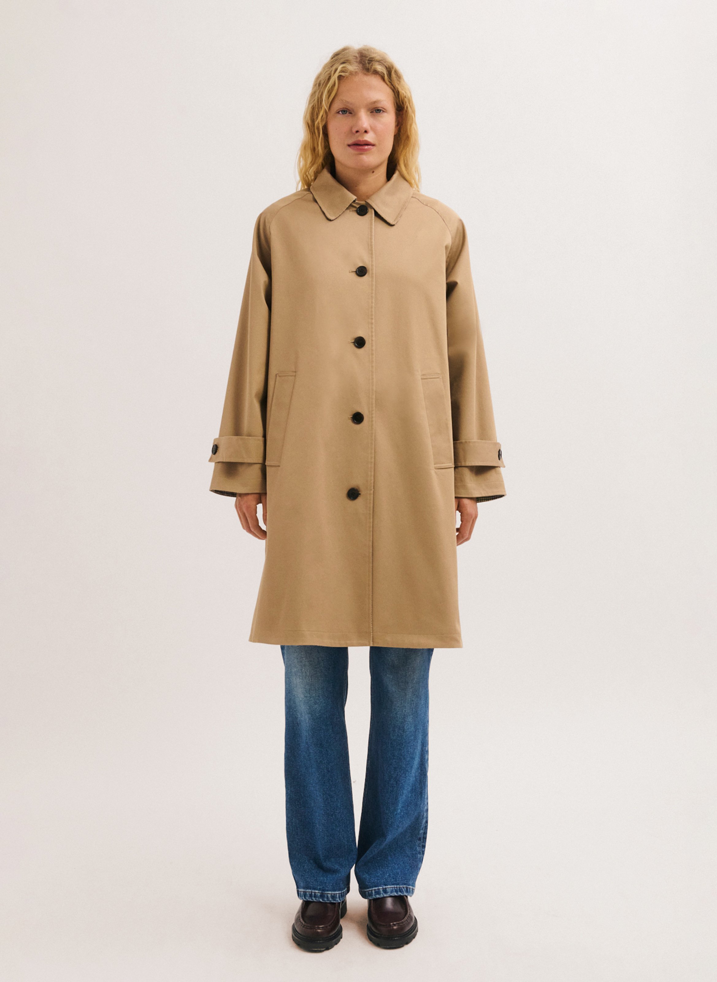 Gerade geschnittener Trenchcoat aus Baumwoll-Mix PABLO Beige