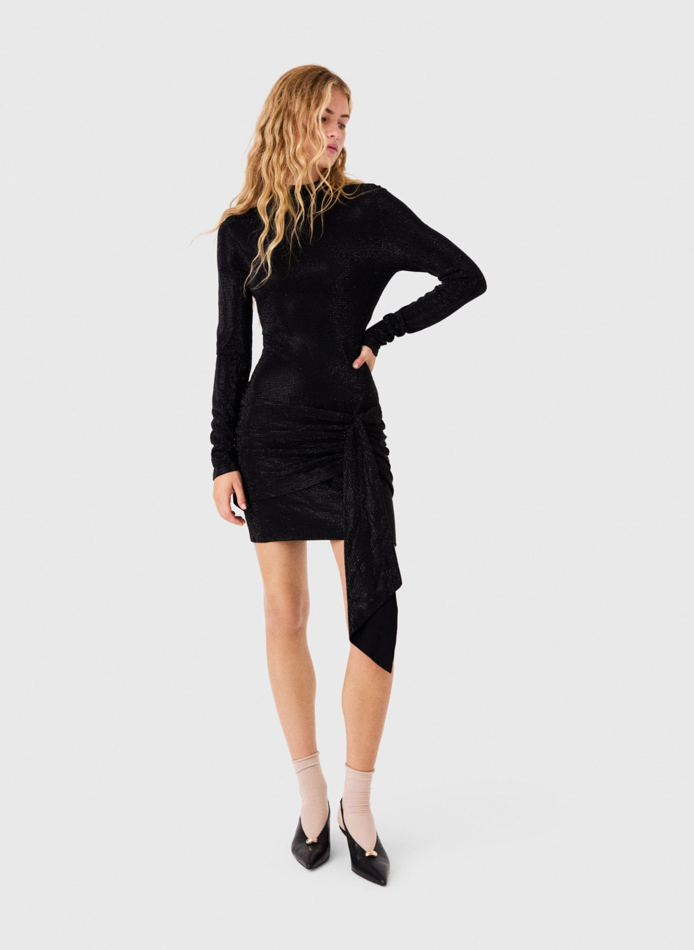 Robe courte col rond moulante MAJE Noir