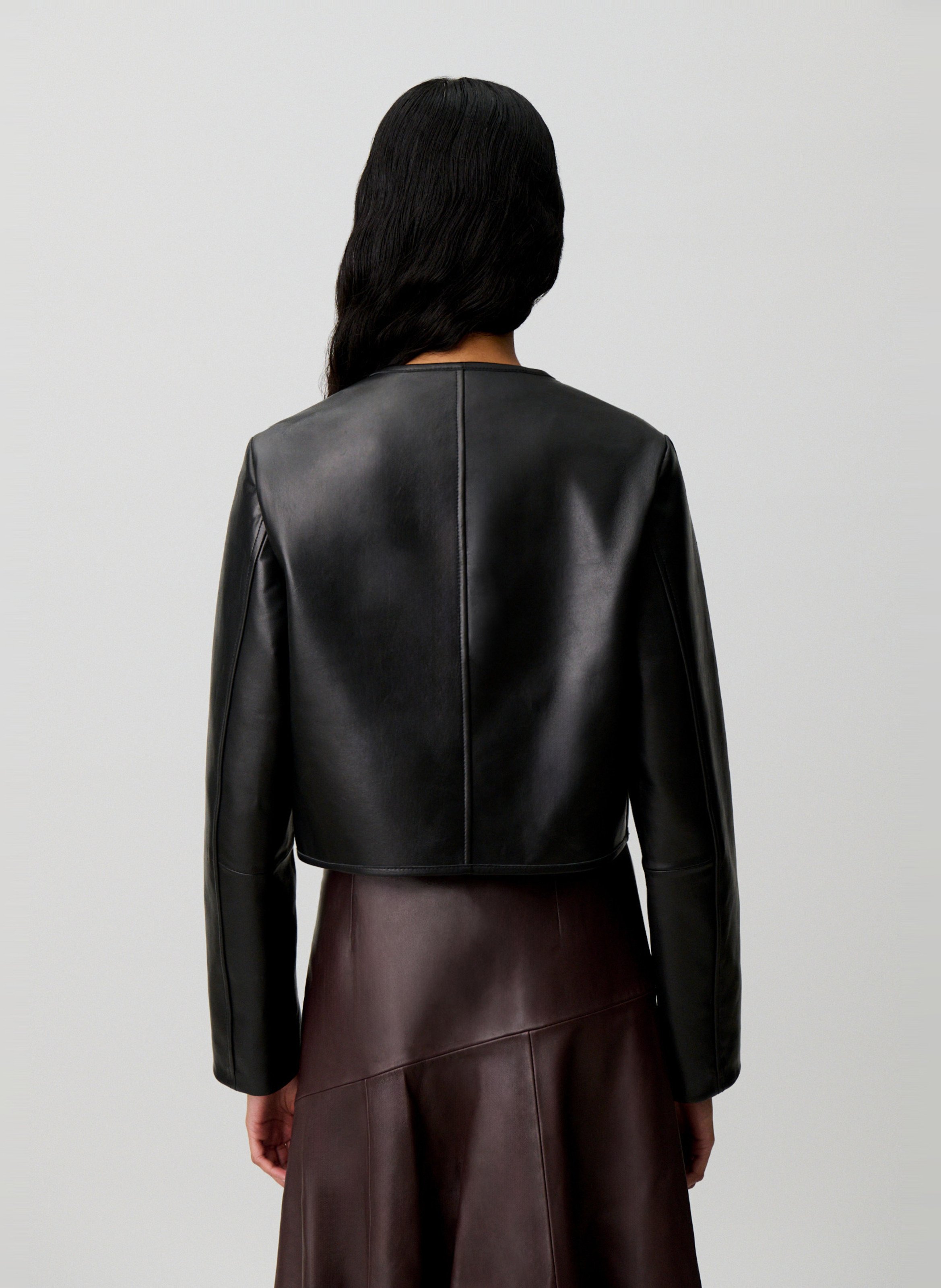 Gerade geschnittene Lederjacke CLAUDIE PIERLOT Schwarz